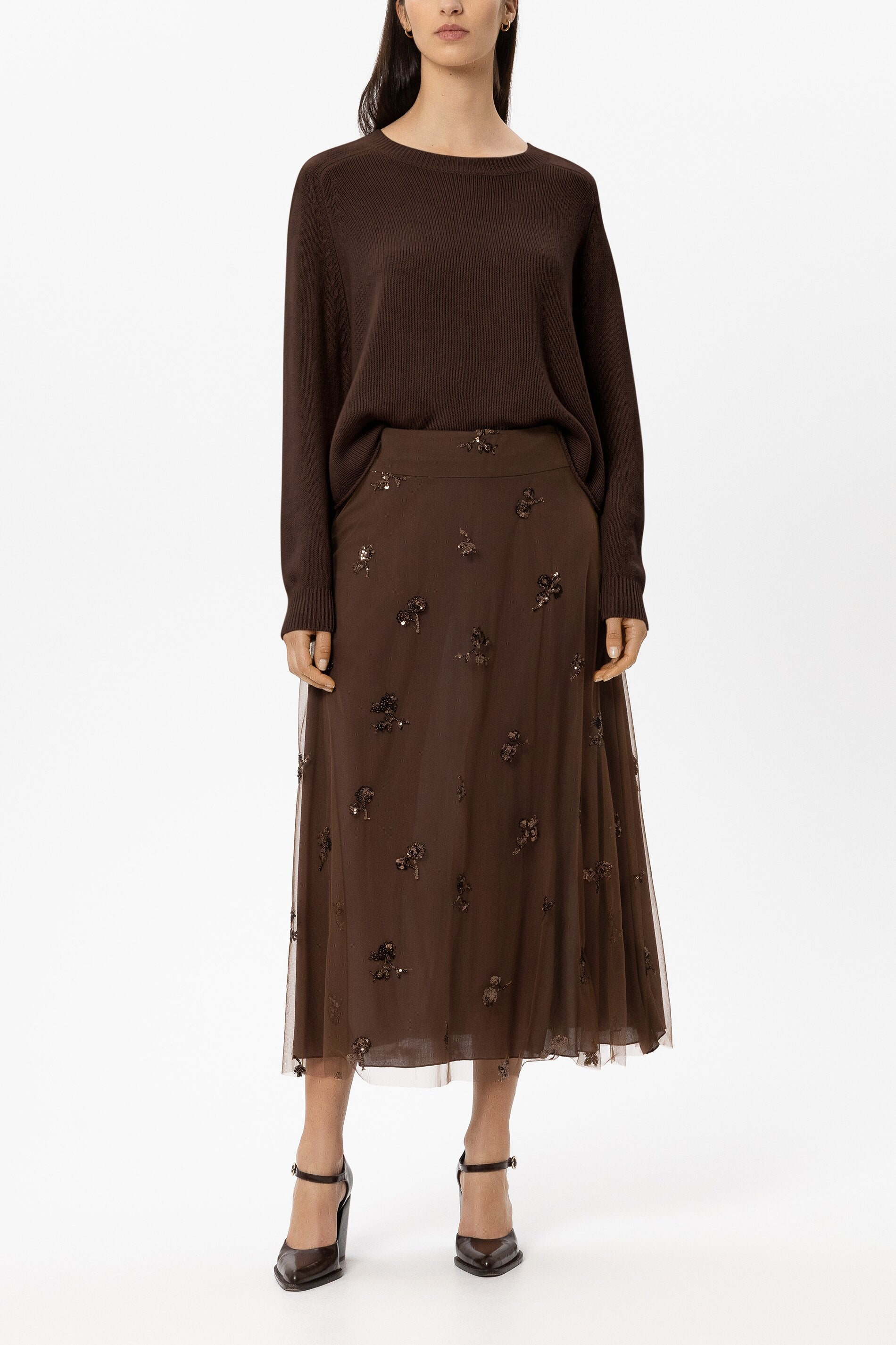 Pullover aus Kaschmir-Mix - marone - Standard | Model Front