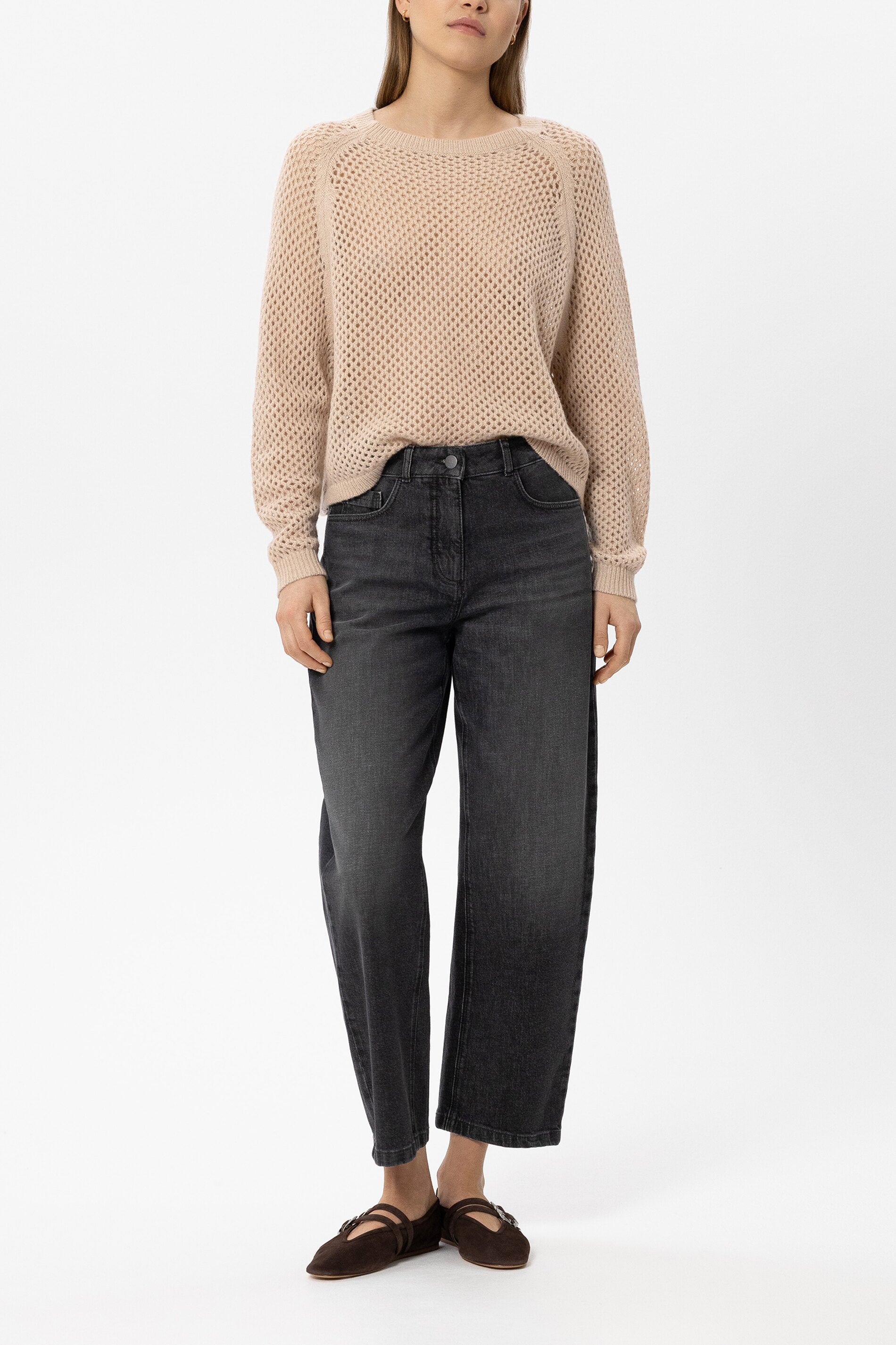 Pullover aus Kaschmir-Mix - cappuccino - Standard | Model Front