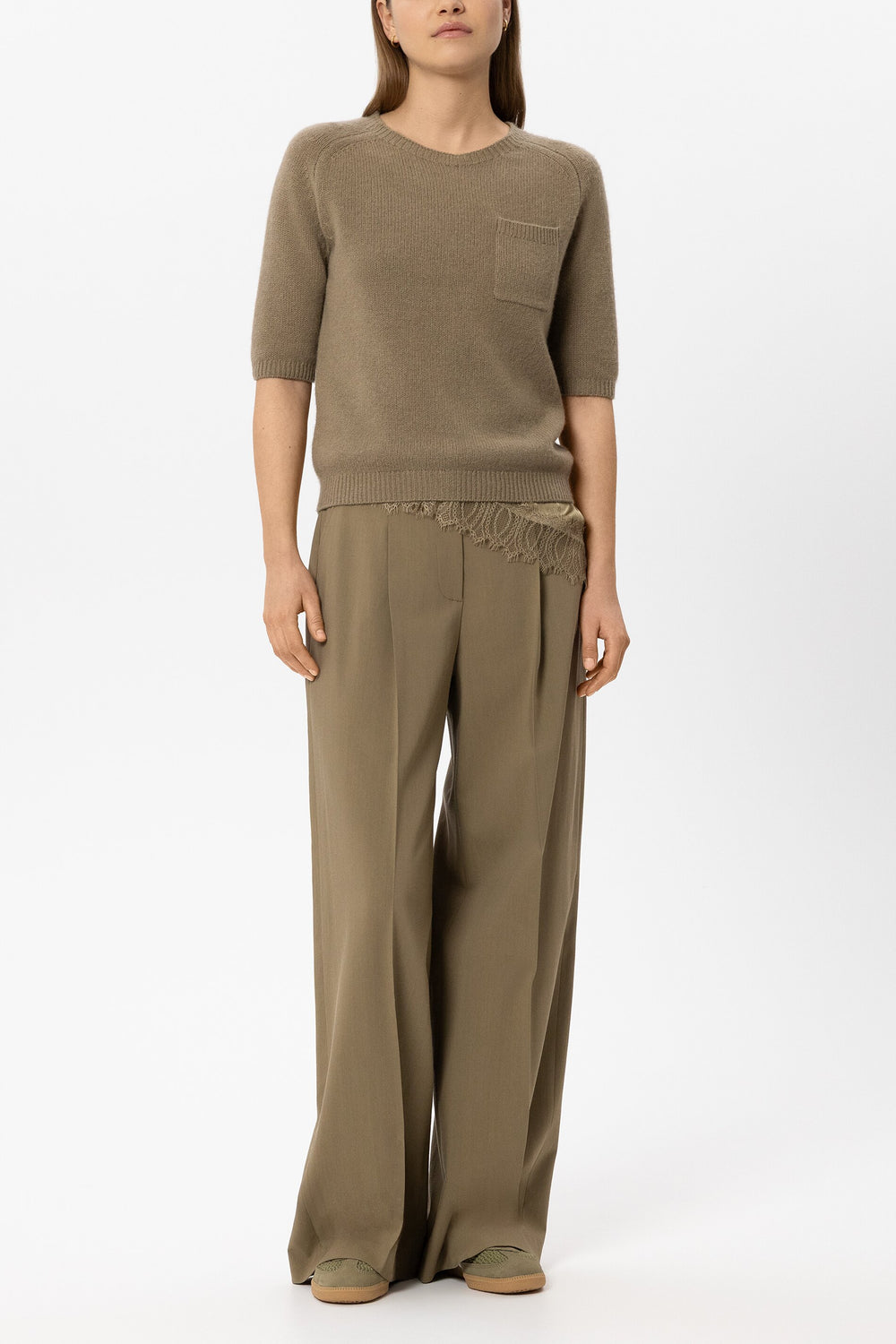 Sweater made of cashmere blend - sage - Standard
