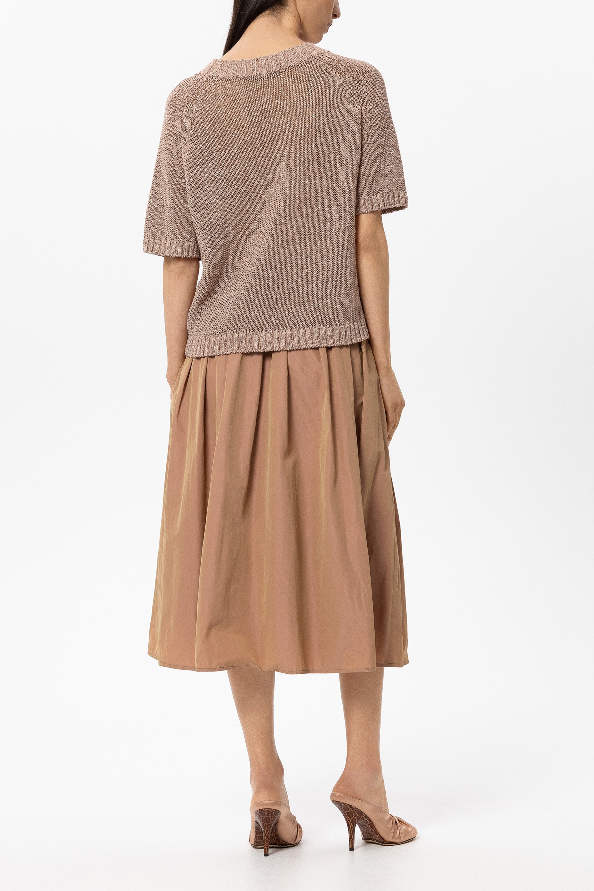 Pullover aus Leinen-Mix - nude - Standard | Model Rück