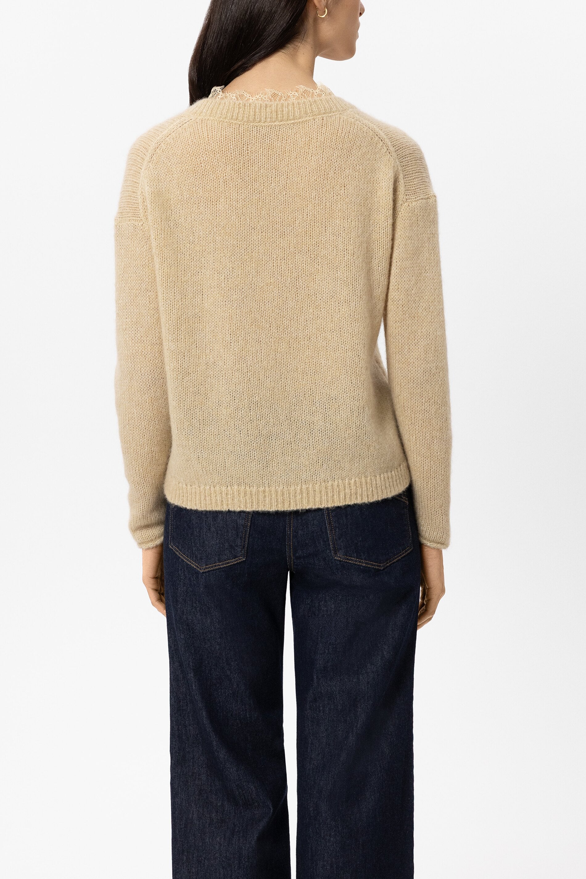 V-Pullover aus Alpaka-Mix - butter yellow - Standard | Model Rück