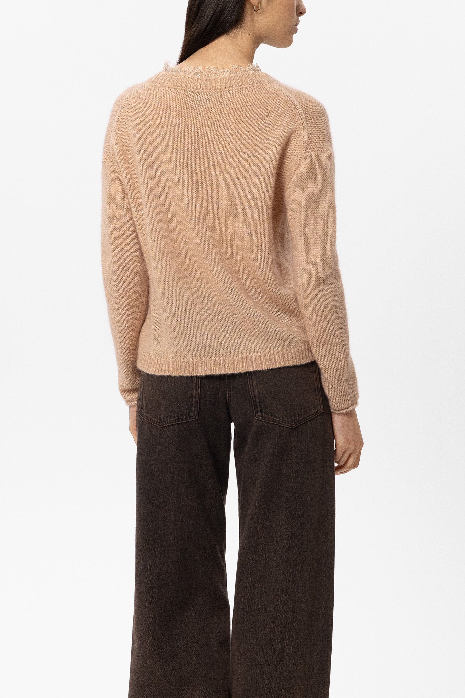 V-Pullover aus Alpaka-Mix - cappuccino - Standard | Model Rück