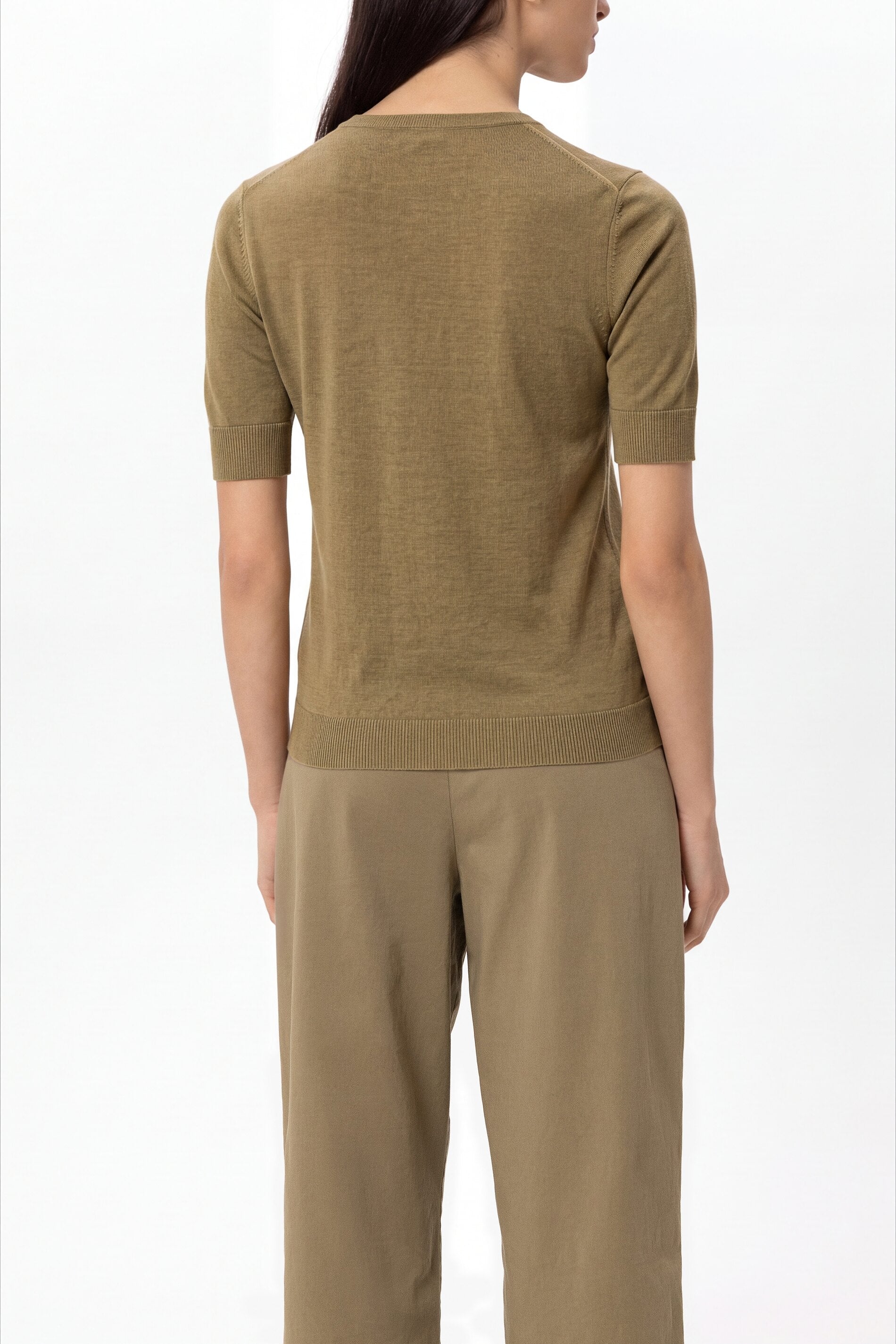 Pullover aus Woll-Mix - salbei - Standard | Model Rück