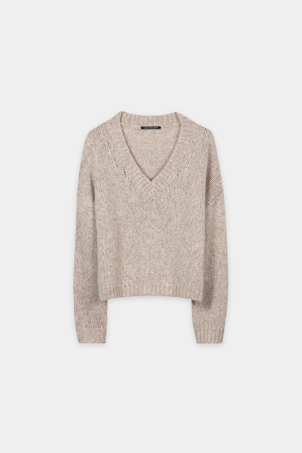 V-Pullover aus Alpaka-Mix - pearl - Standard