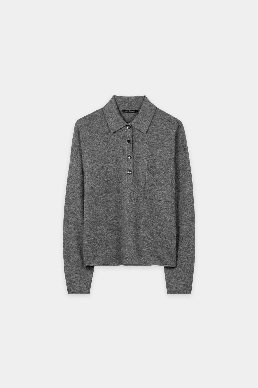 Polo aus Kaschmir-Mix - heather grey - Standard