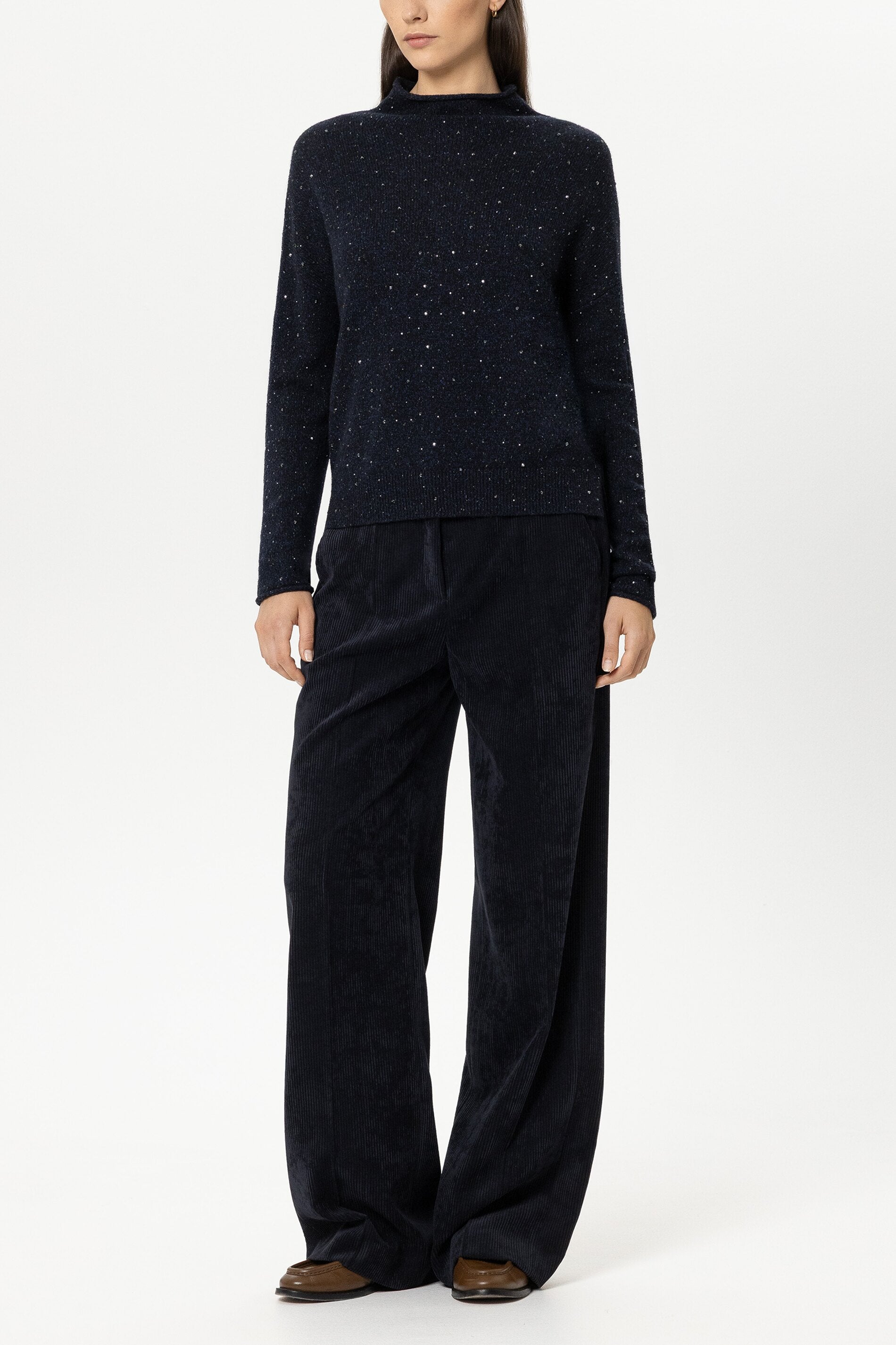 Turtleneck mit Schmucksteinen - winter navy - Standard | Model Front