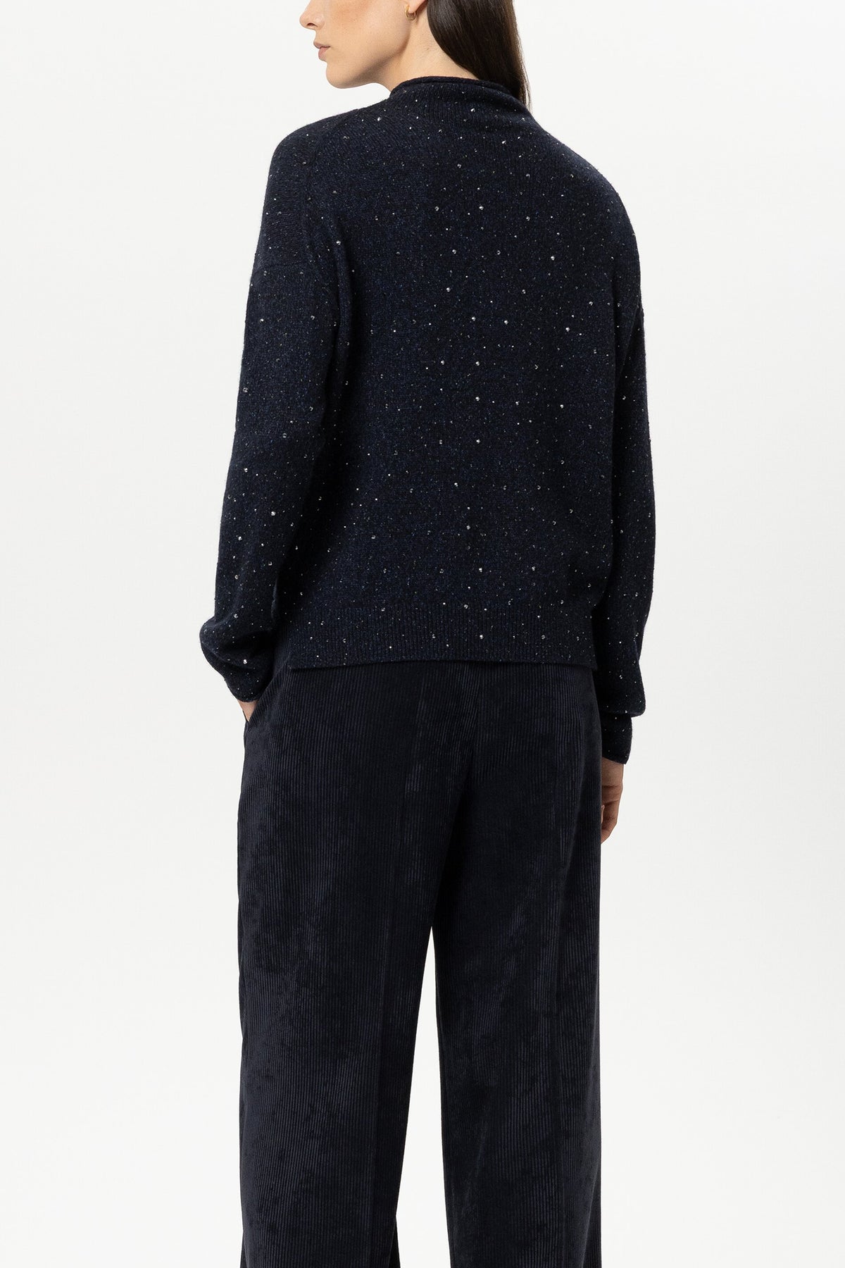 Turtleneck mit Schmucksteinen - winter navy - Standard | Model Rück