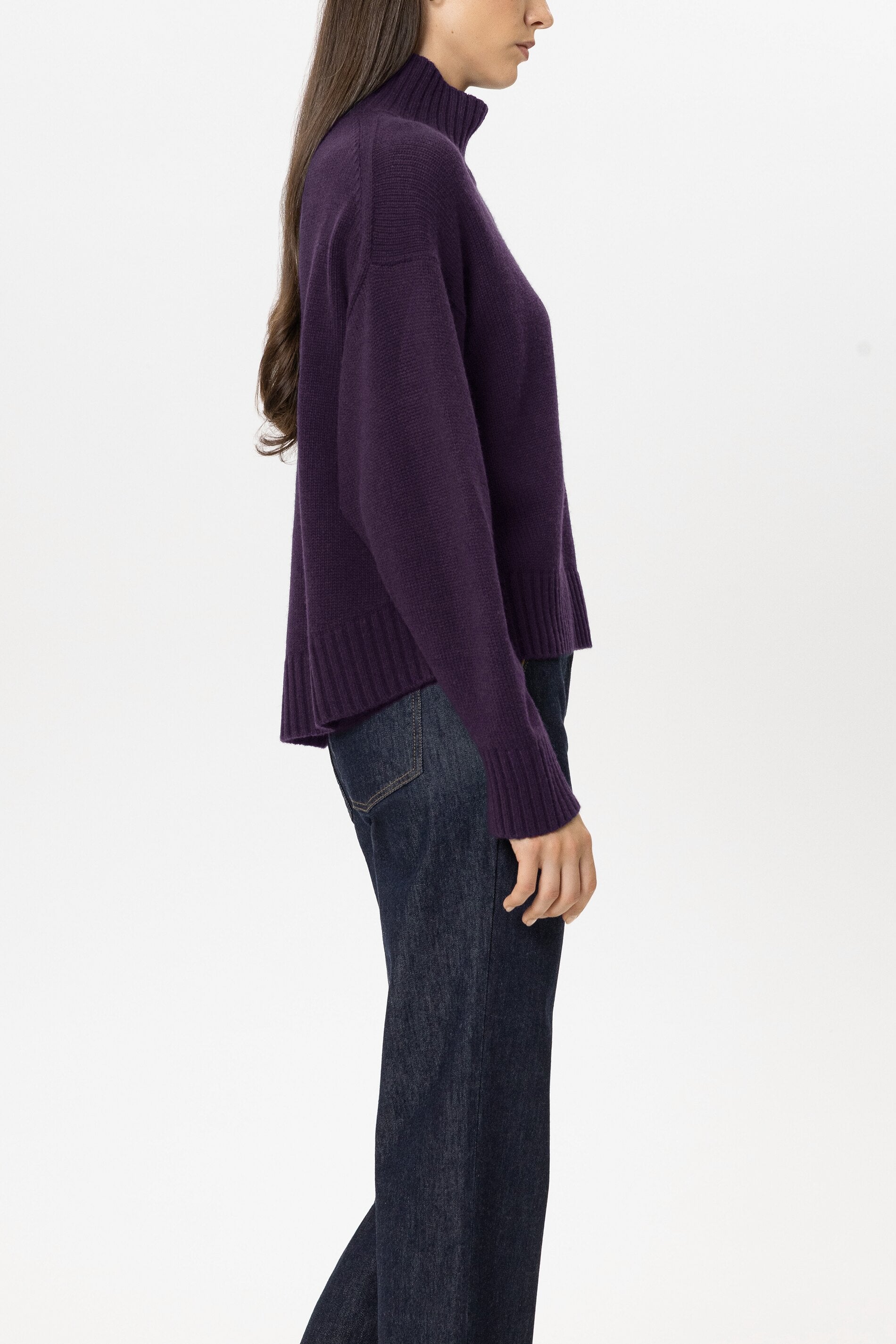 Turtleneck aus Woll-Mix - plum - Standard | Model Seite