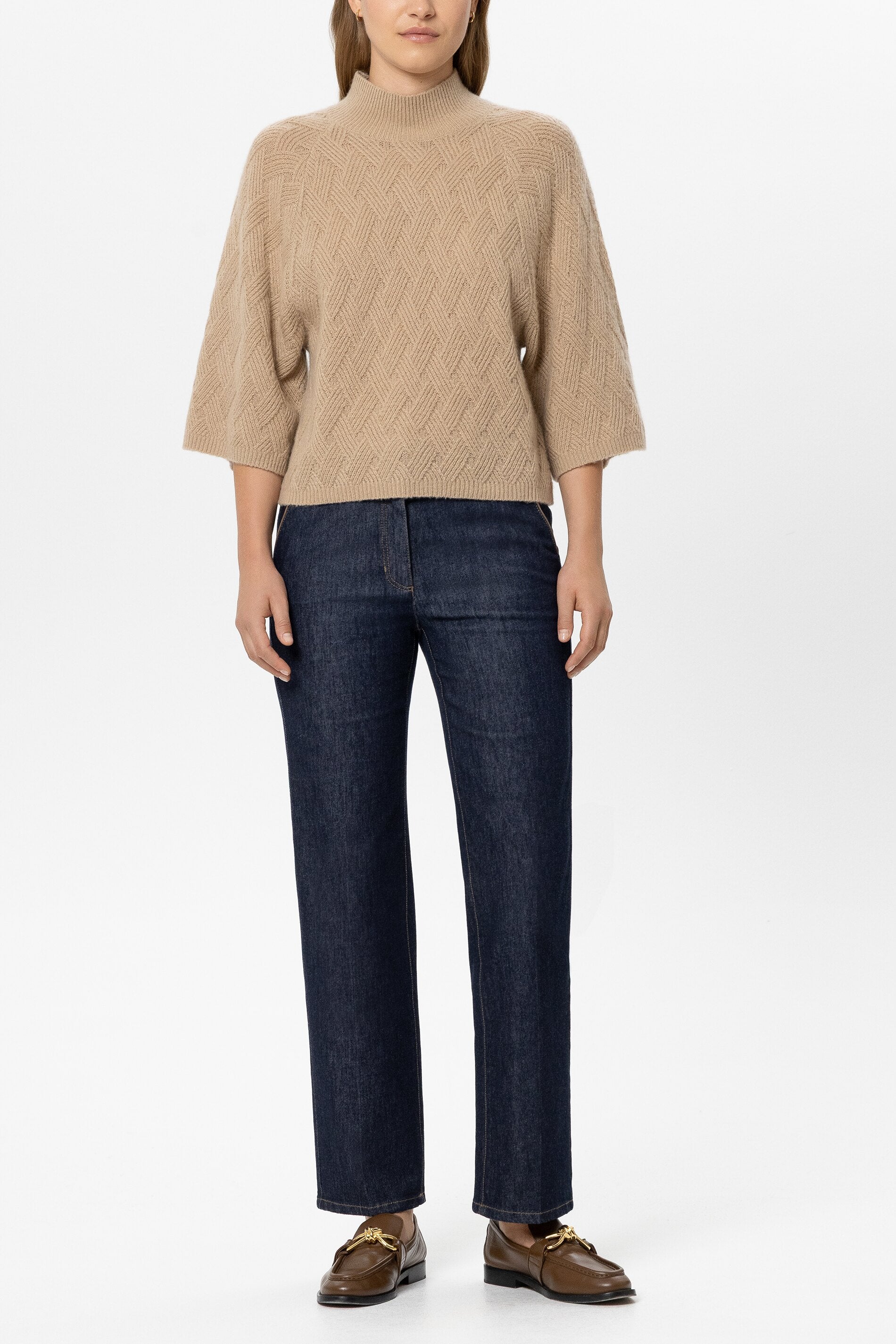 Cape-Pullover aus Kaschmir-Mix - soft caramel - Standard | Model Front
