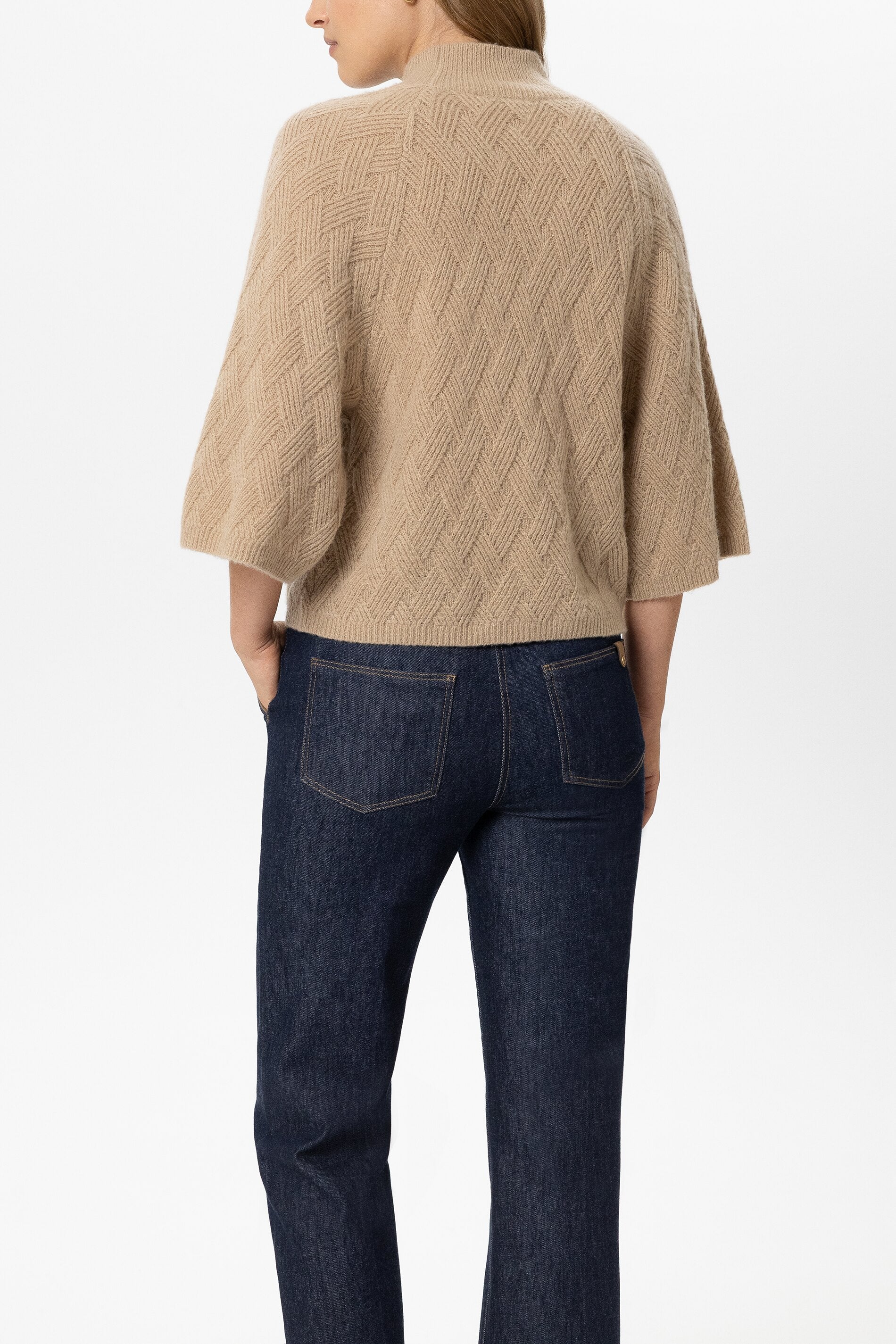 Cape-Pullover aus Kaschmir-Mix - soft caramel - Standard | Model Rück