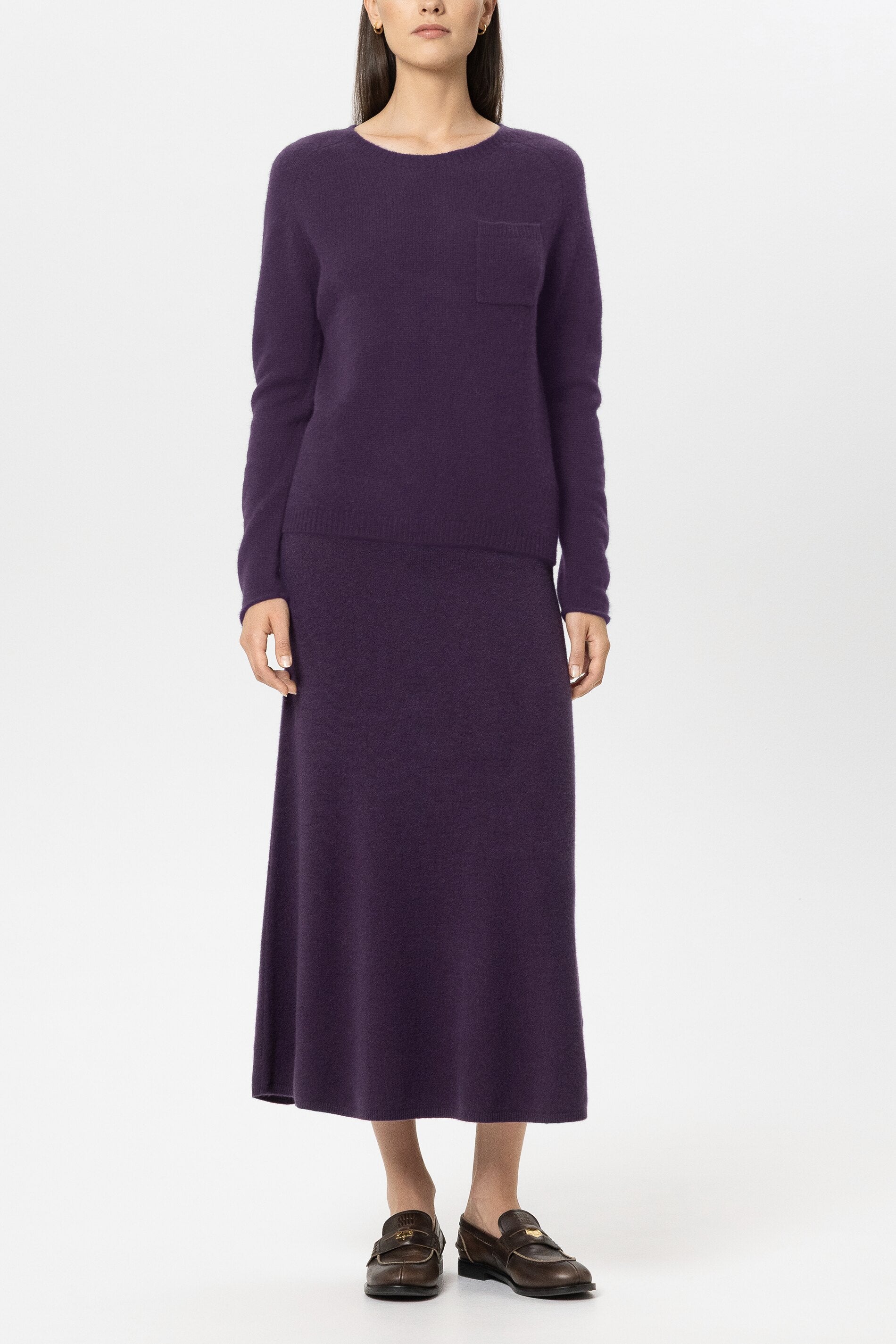 Pullover aus Kaschmir-Mix - plum - Standard | Model Front