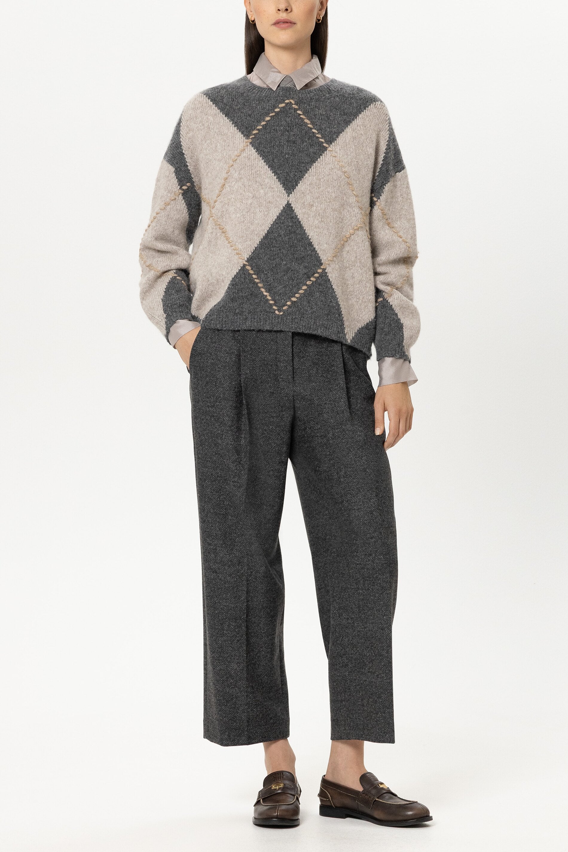 Alpaka-Mix-Pullover mit Muster - multi - Standard | Model Front