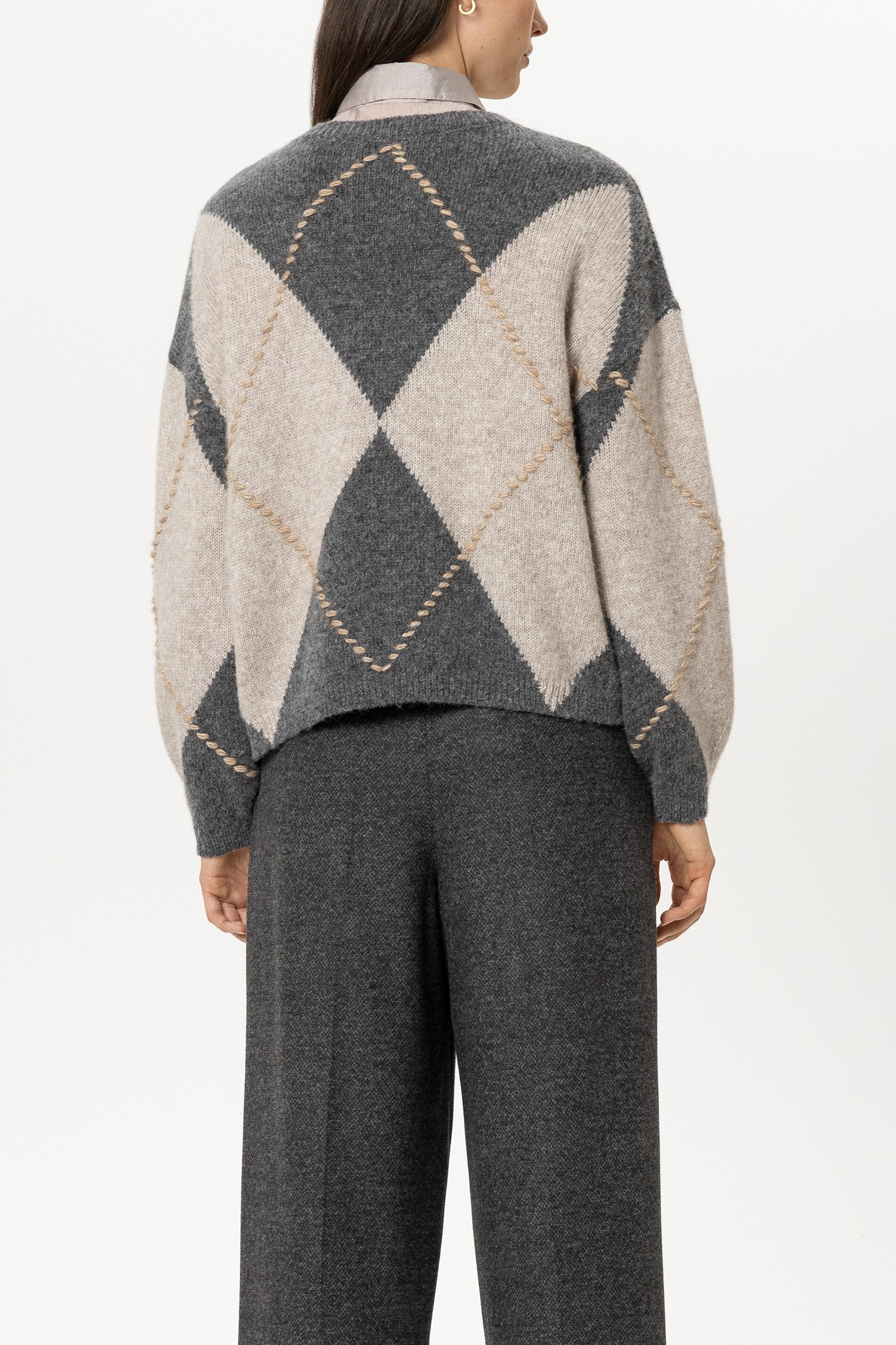 Alpaka-Mix-Pullover mit Muster - multi - Standard | Model Rück