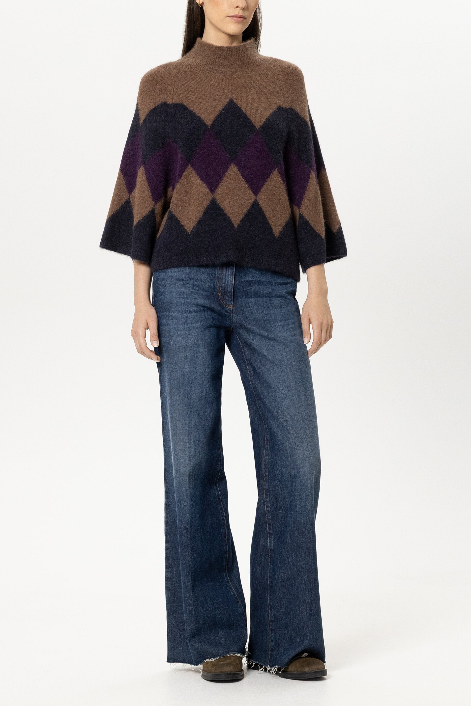 Cape-Pullover mit Muster - multi - Standard | Model Front