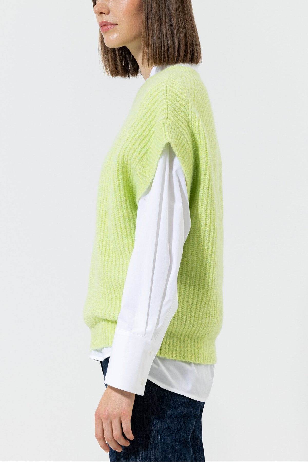 Rippstrick-Pullunder - lime - Standard | Model Seite