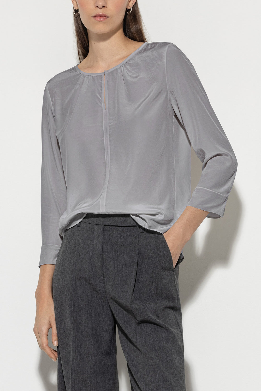 Flowing blouse shirt - silver gray - Standard