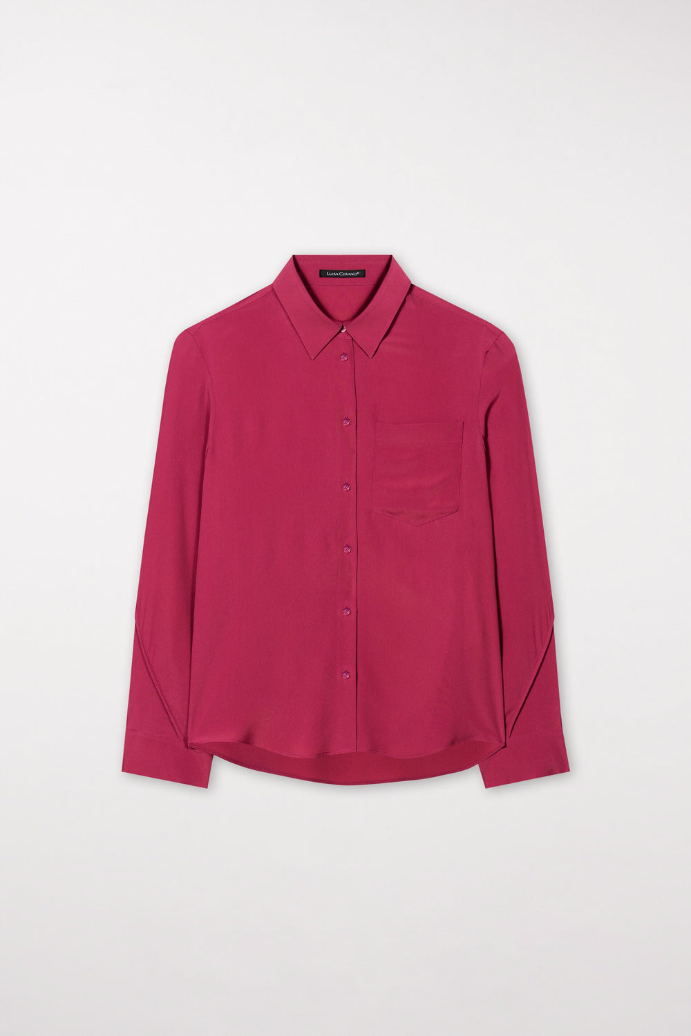 Button-Down Blouse in Silk Blend - berry pink - Standard
