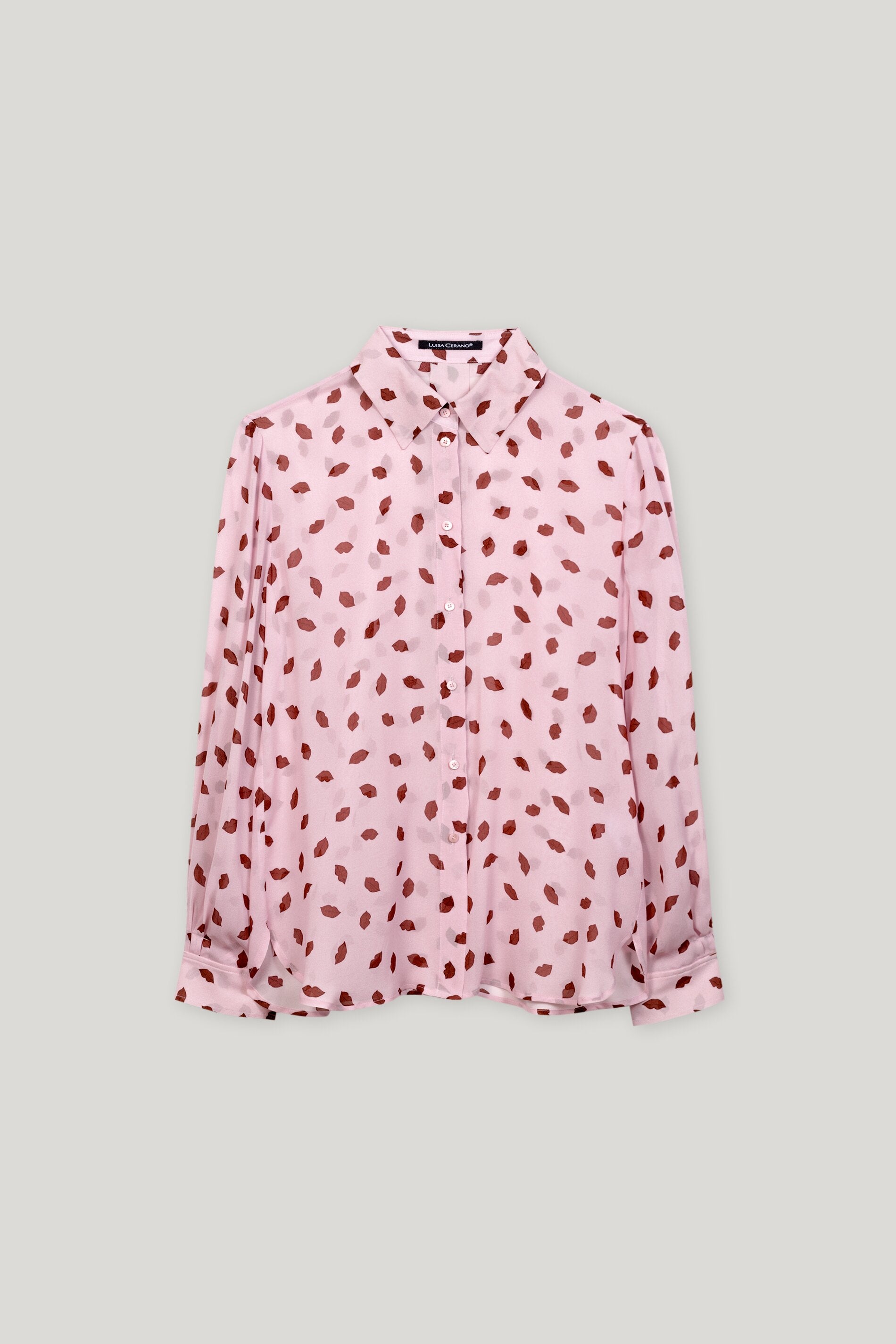 Shirt blouse with Lips print fresh rose Standard