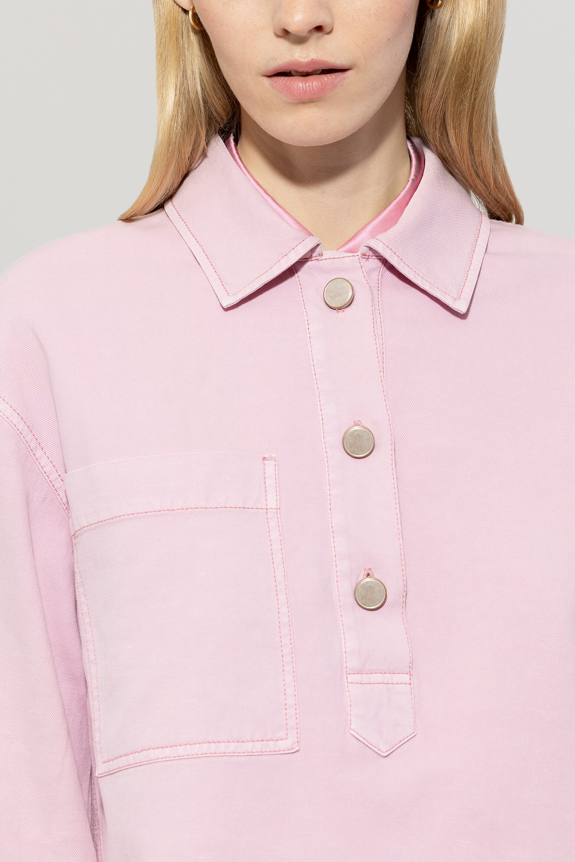 Denim-Bluse aus Leinen-Mix fresh rose Standard - Main Image