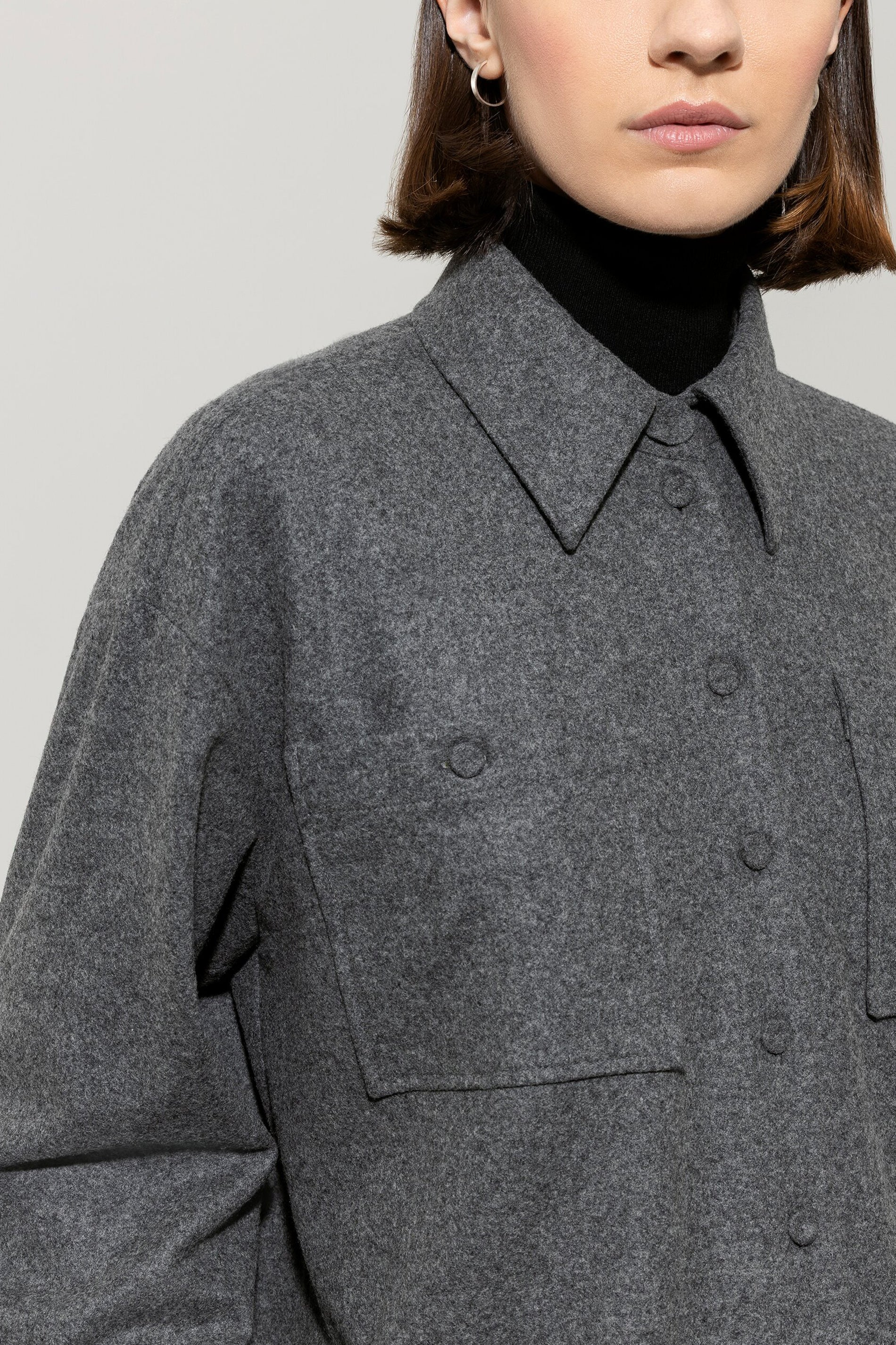Flanell-Hemd - dark grey melange - Standard | Model Detail