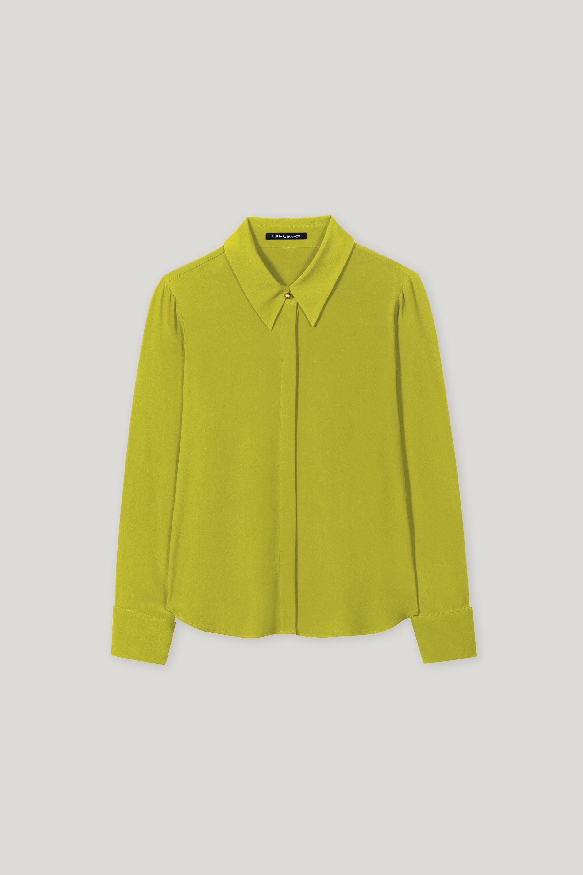 Hemdbluse aus Seiden-Mix - acid green - Standard | Artikel Front