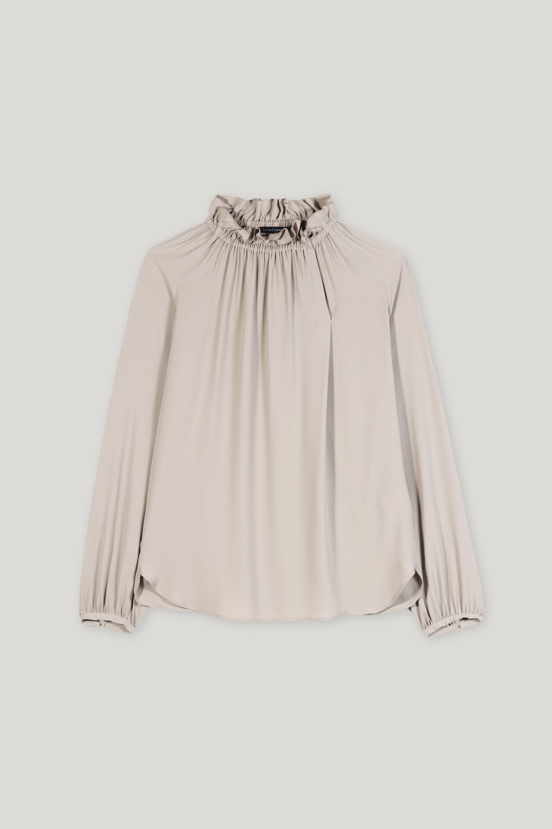 Rüschenbluse aus Seiden-Mix - oyster - Standard | Artikel Front