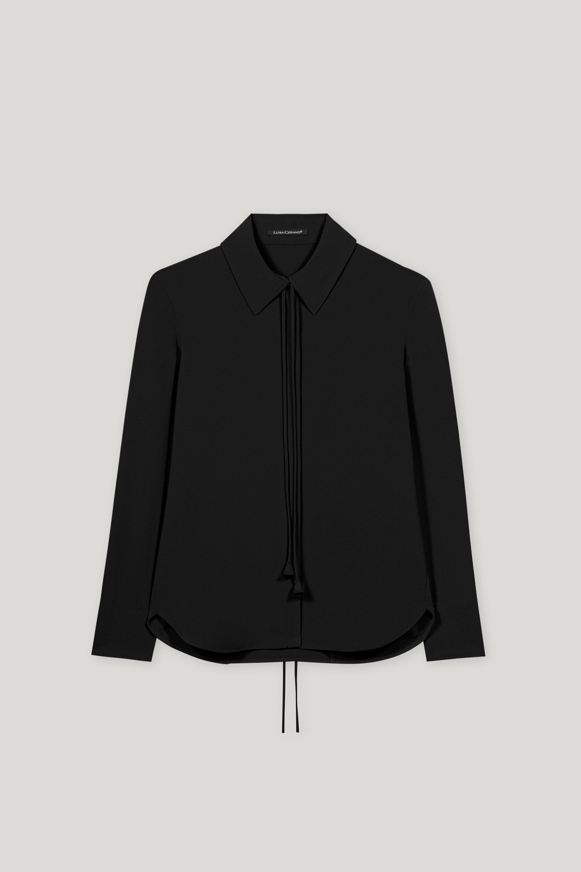 Hemdbluse mit Bindebanddetail - deep black - Standard | Artikel Front