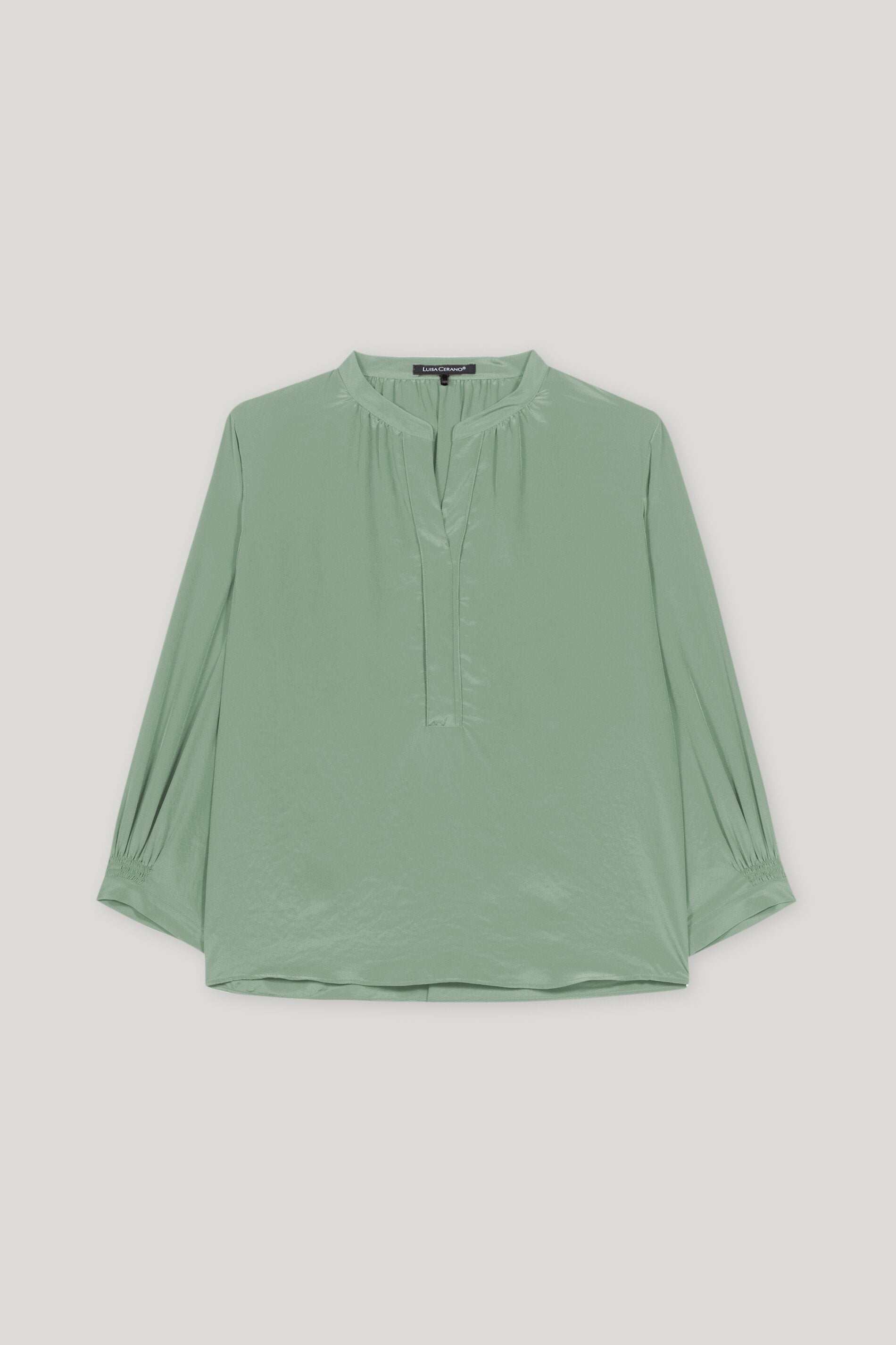 Bluse mit Smokdetail - salbei - Standard | Artikel Front