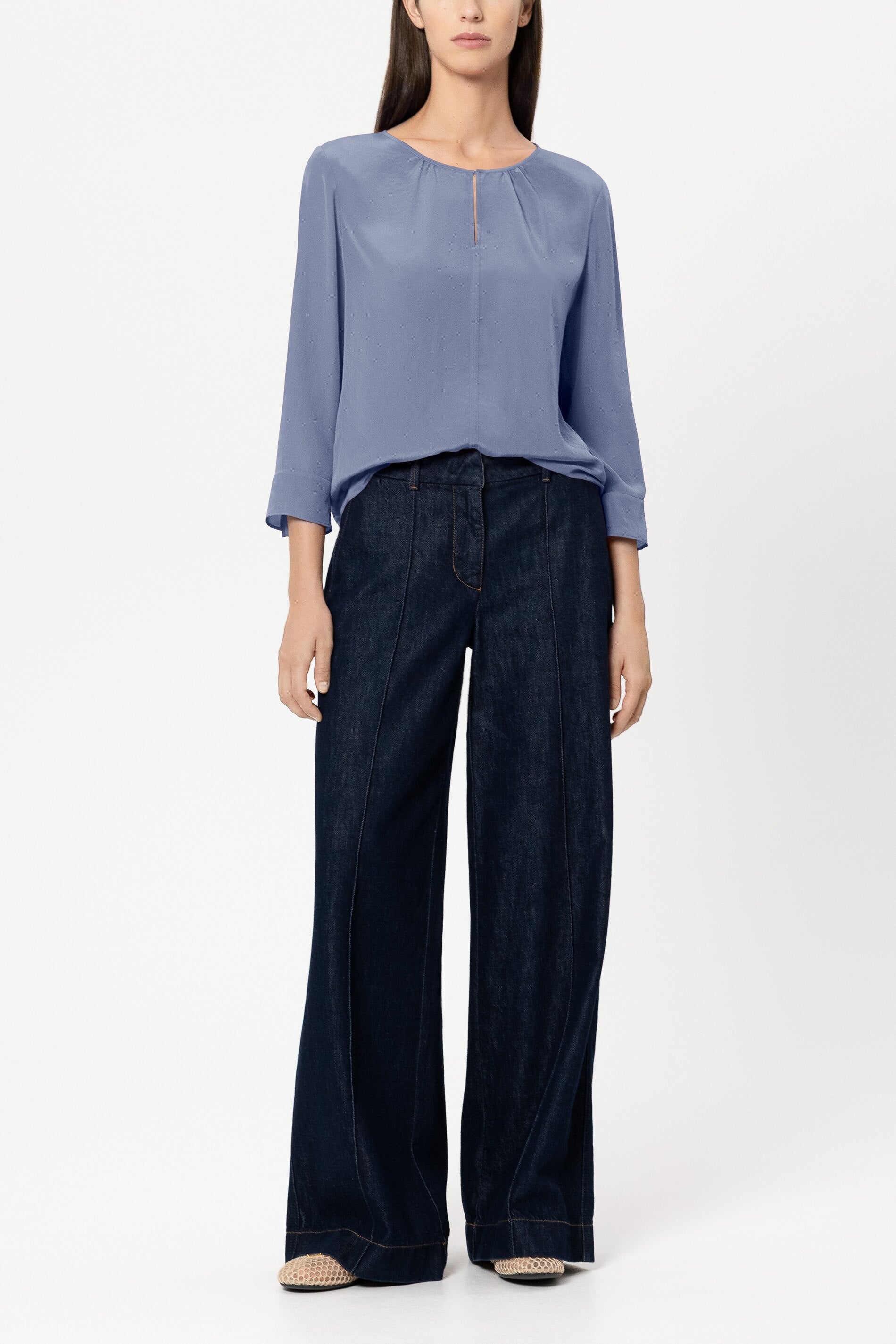 Fließendes Blusenshirt - casual blue - Standard | Model Front