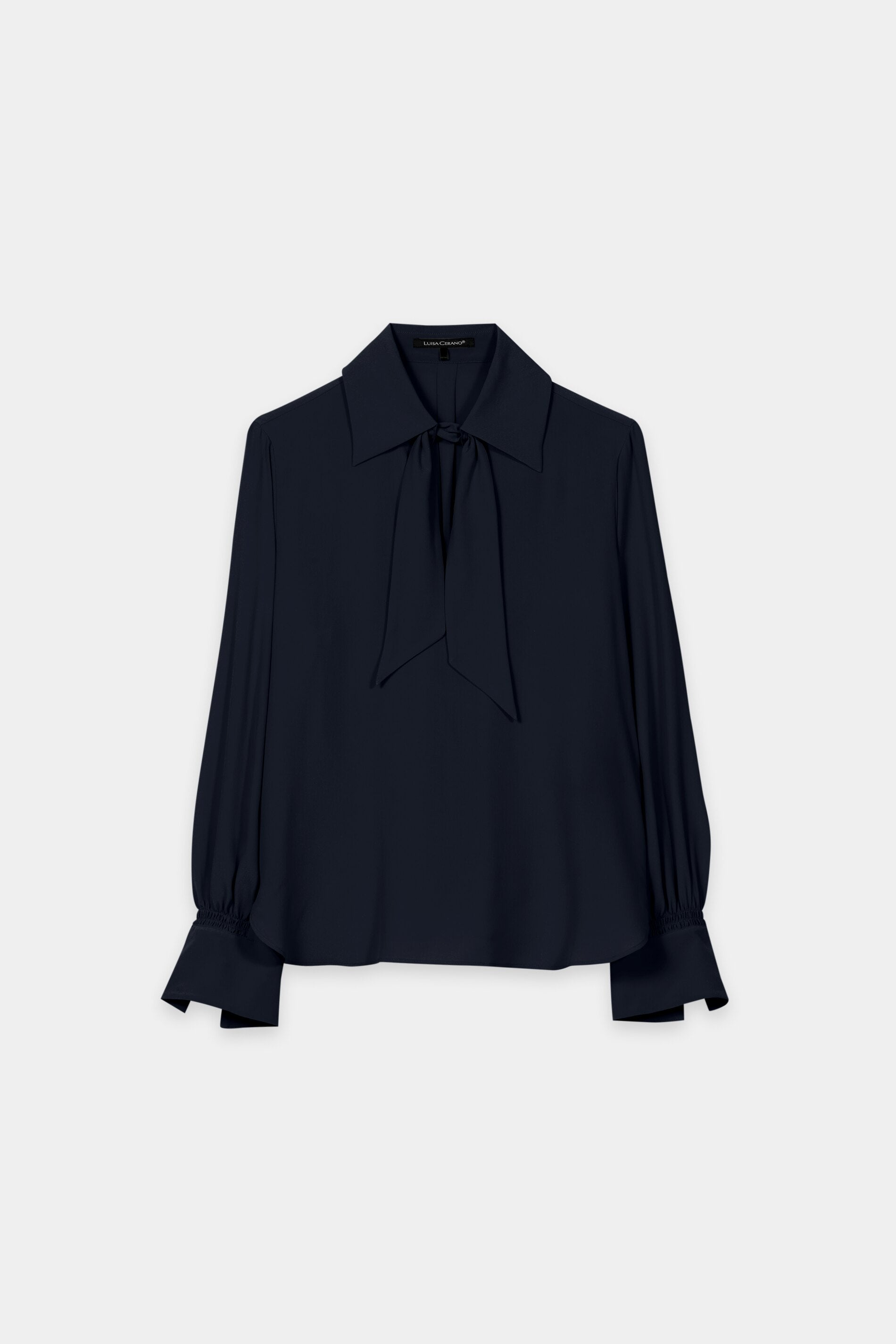 Silk blend flared blouse - navy blue - Standard