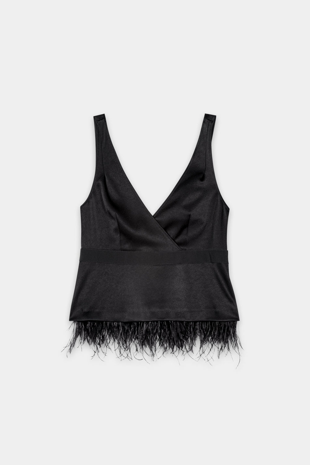 Top à bretelles avec ourlet en plumes - black - Standard