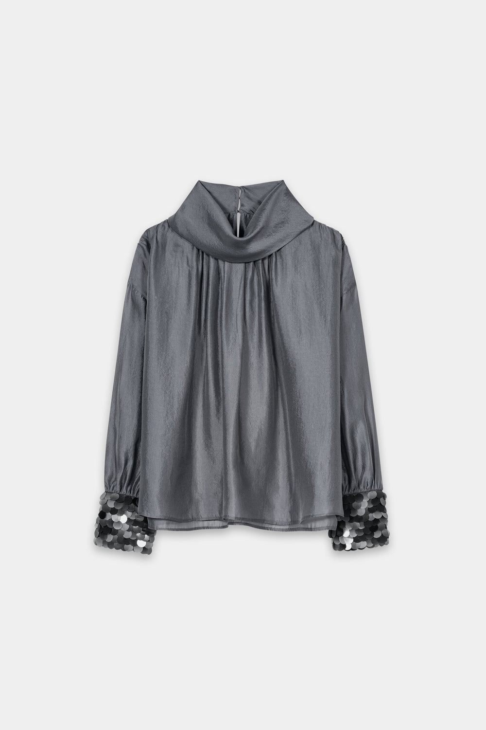 Blouse with sequin cuff - platinum - with appliqué