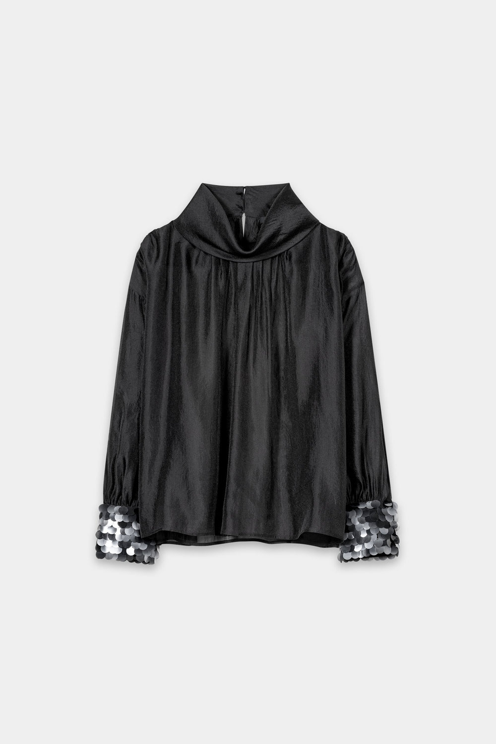 Blouse with sequin cuff - black - with appliqué