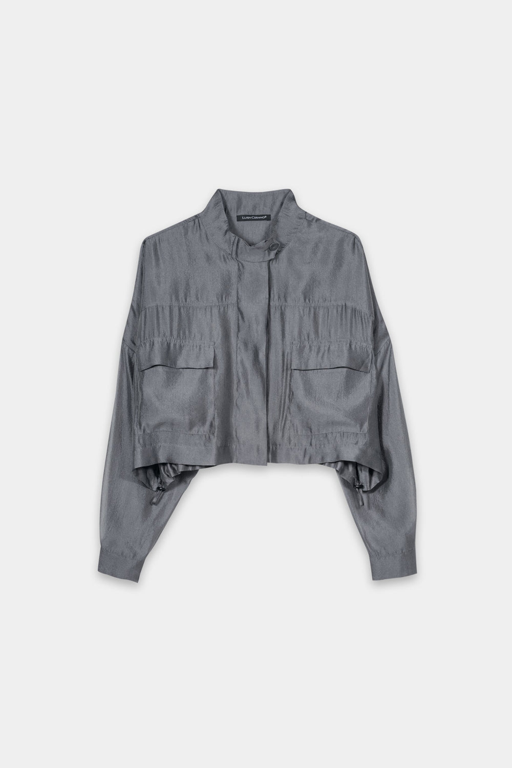 Overshirt blouse with stand-up collar - platinum - Standard
