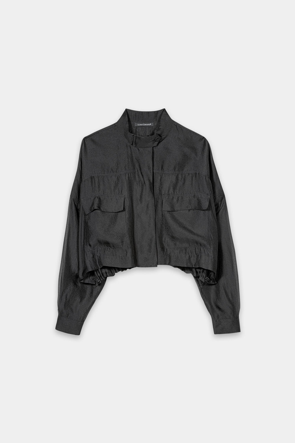 Overshirt blouse with stand-up collar - black - Standard