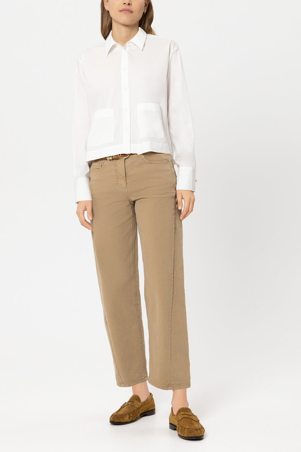 Cotton blend shirt blouse - white - Standard