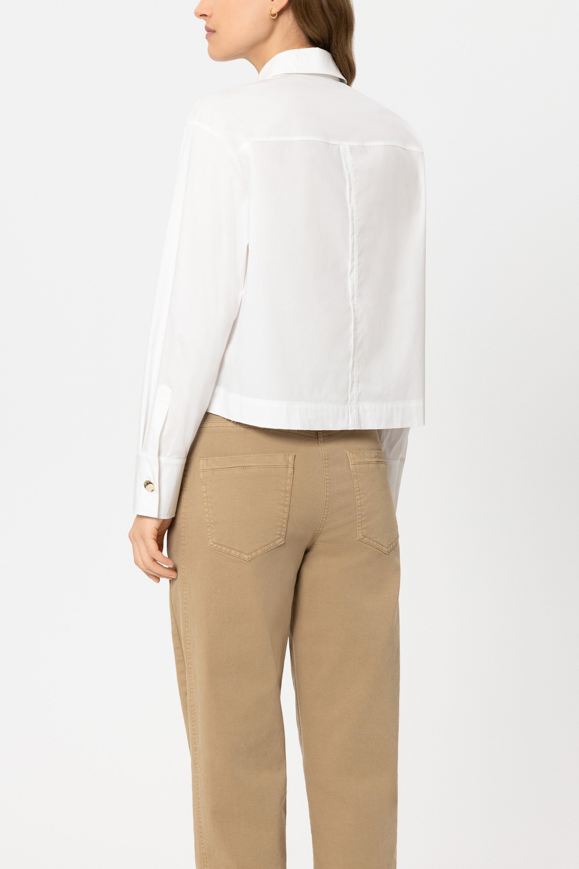 Hemdbluse aus Baumwoll-Mix - white - Standard | Model Rück