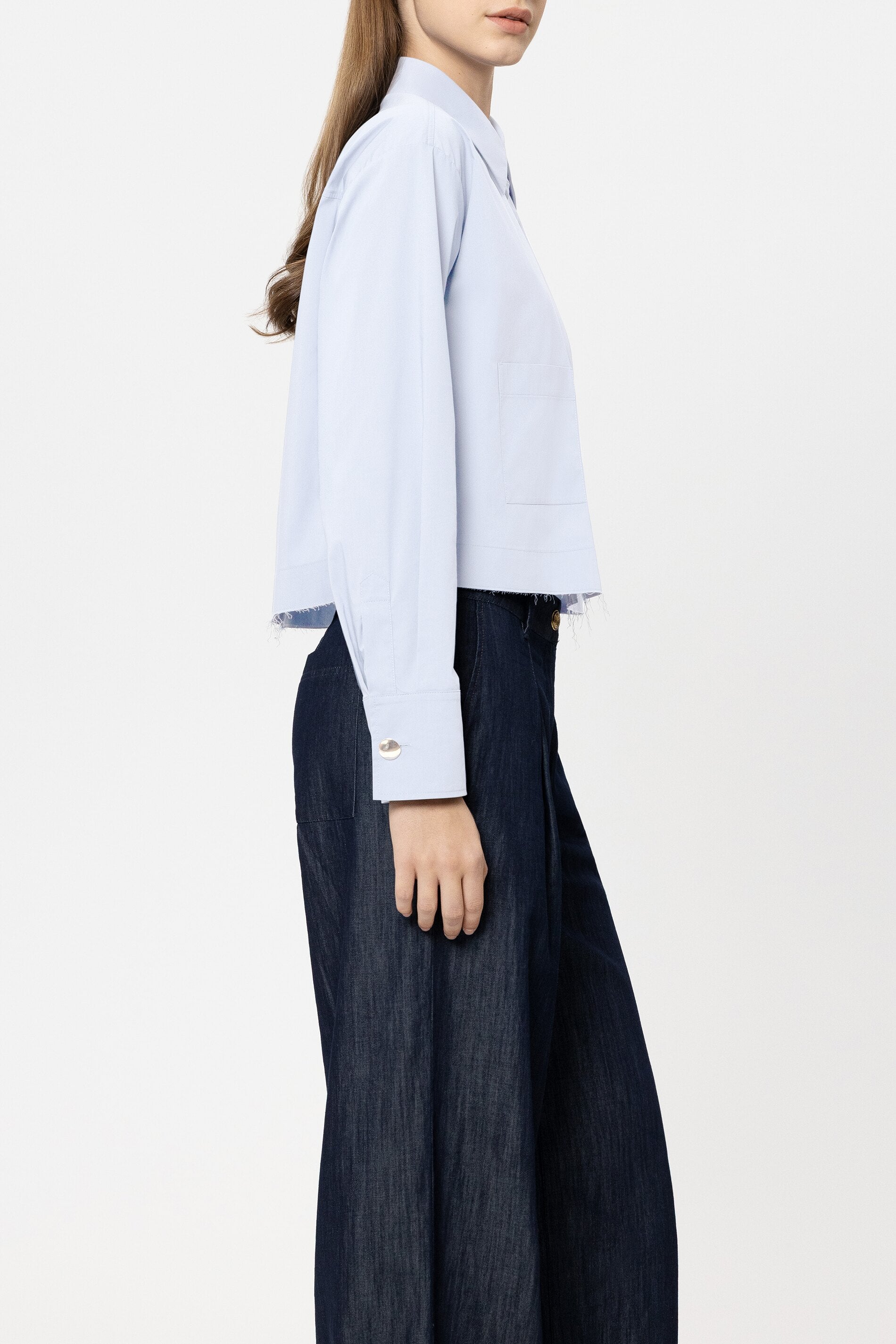 Hemdbluse aus Baumwoll-Mix - light blue - Standard | Model Seite