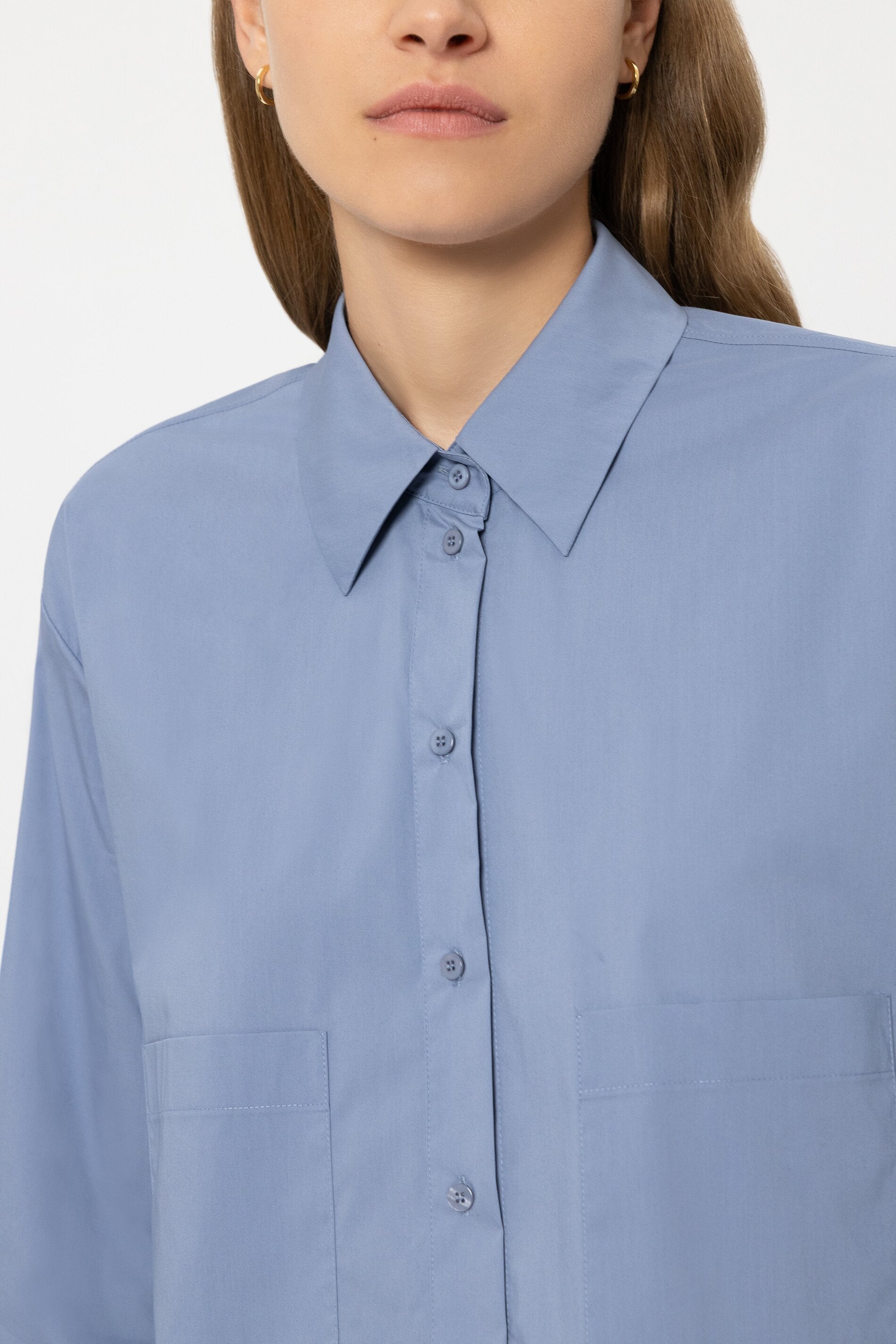 Hemdbluse aus Baumwoll-Mix - casual blue - Standard | Model Detail