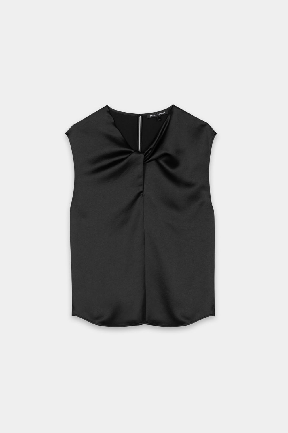 Satin top with knot detail - pure black - Standard