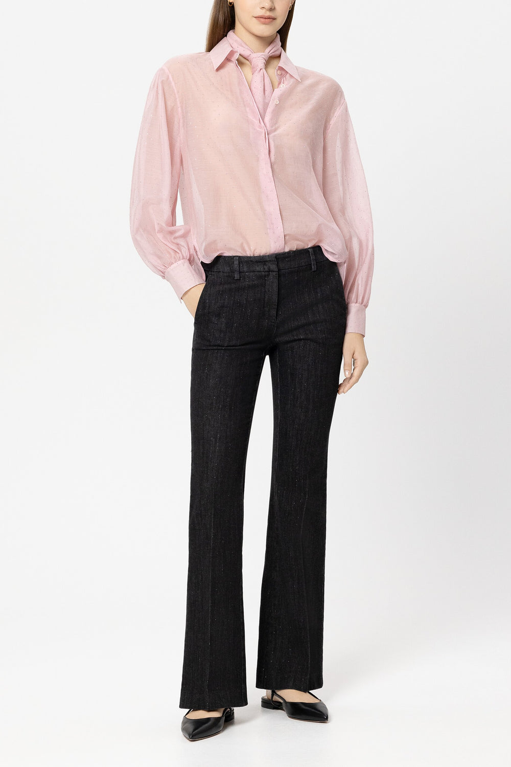 Shirt blouse with rhinestones - creamy blush - Standard