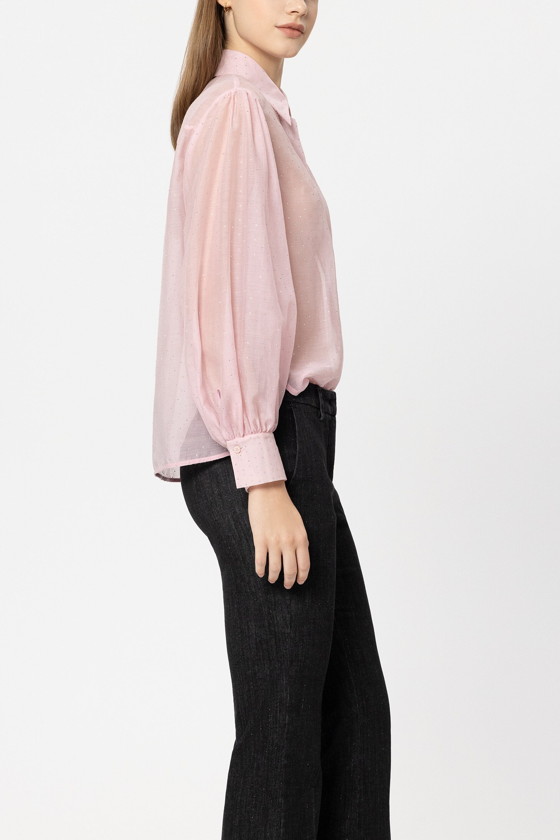 Shirt blouse with rhinestones - creamy blush - Standard