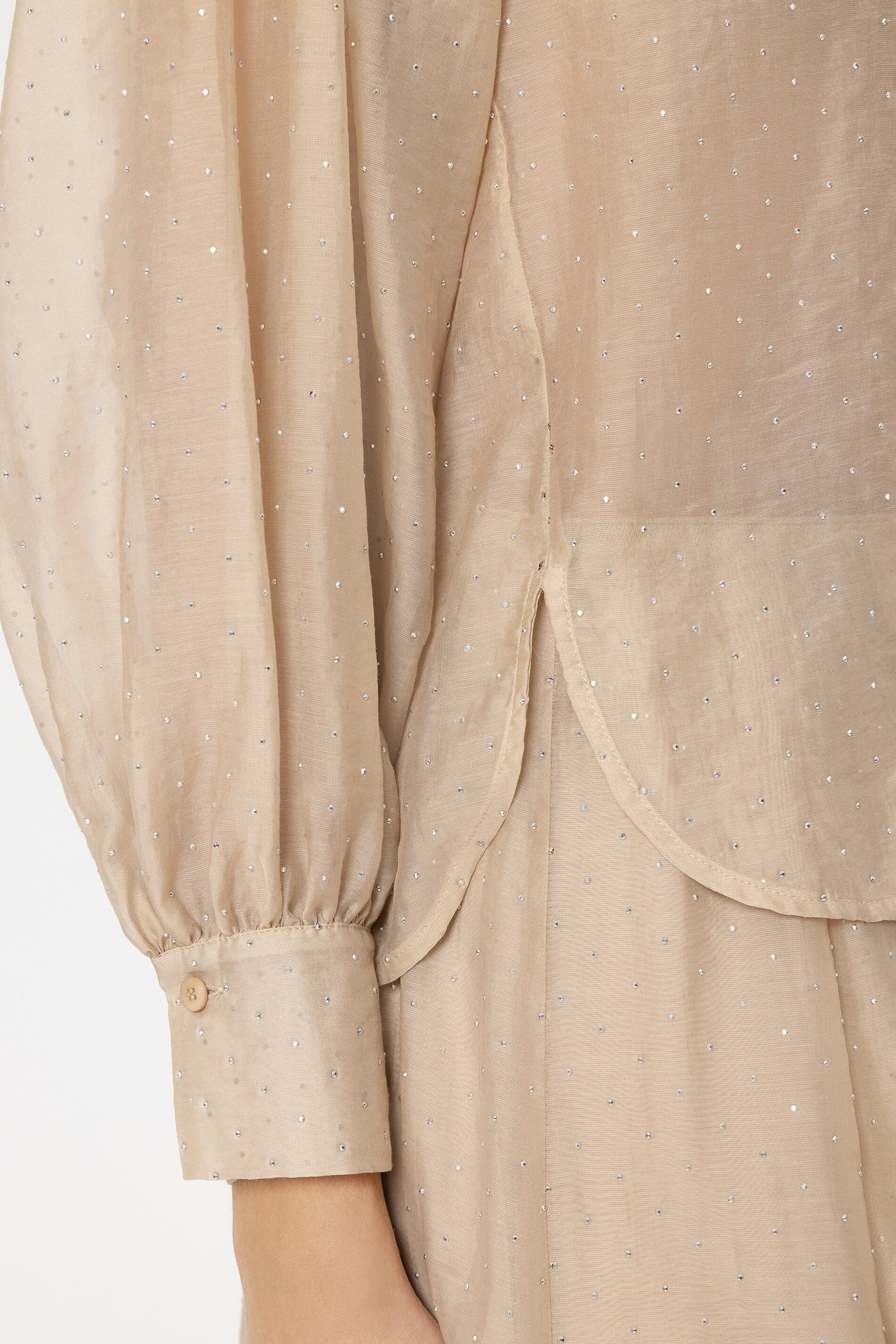 Hemdbluse mit Glitzersteinen - soft camel - Standard | Model Detail