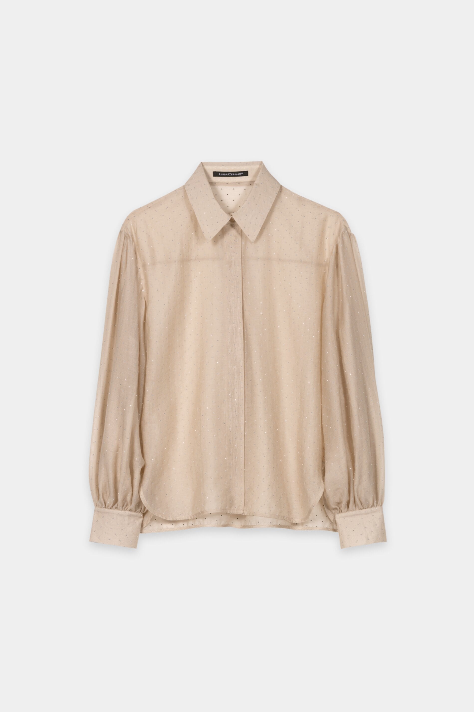 Hemdbluse mit Glitzersteinen - soft camel - Standard | Artikel Front