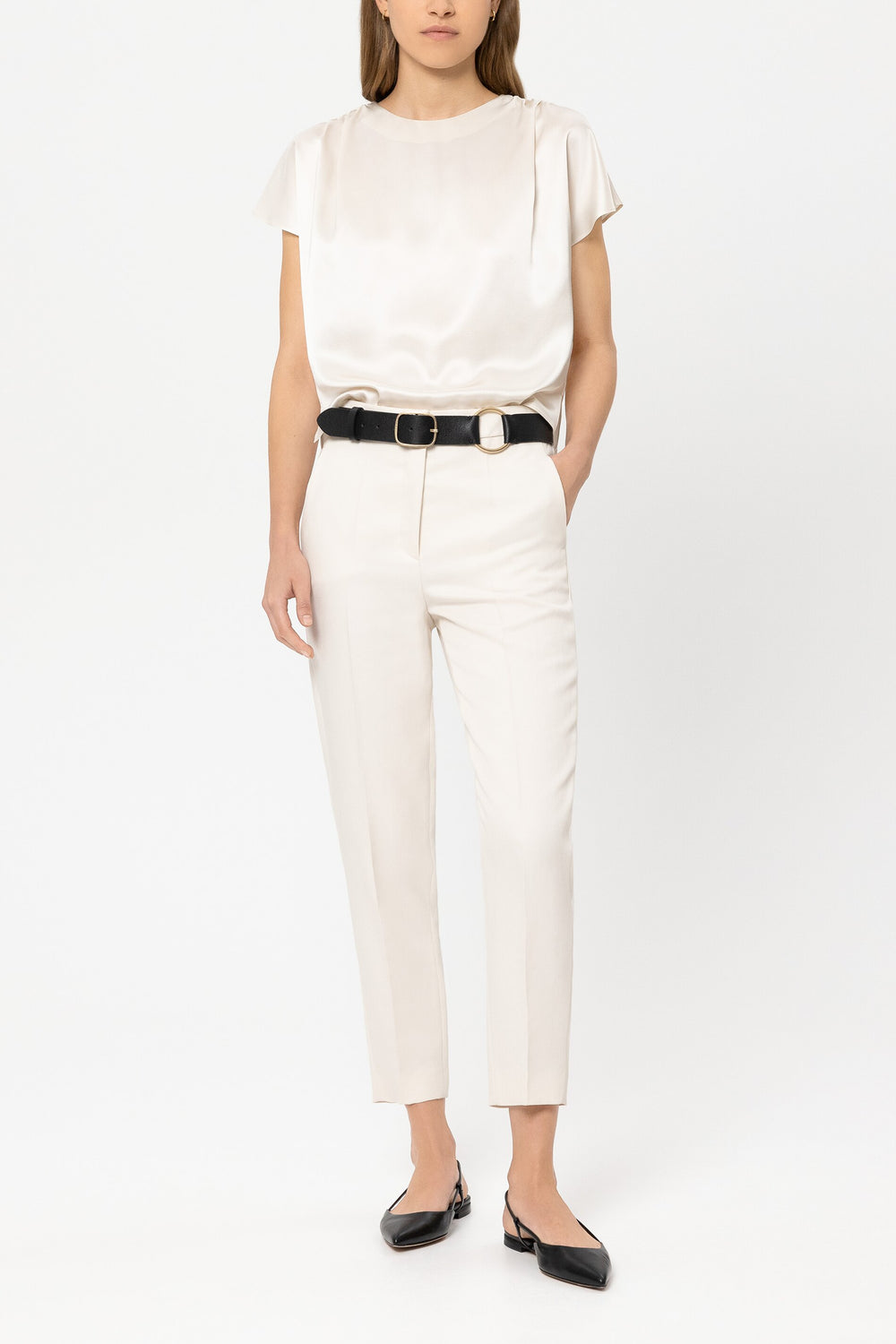 Silk blouse shirt - cream - Standard