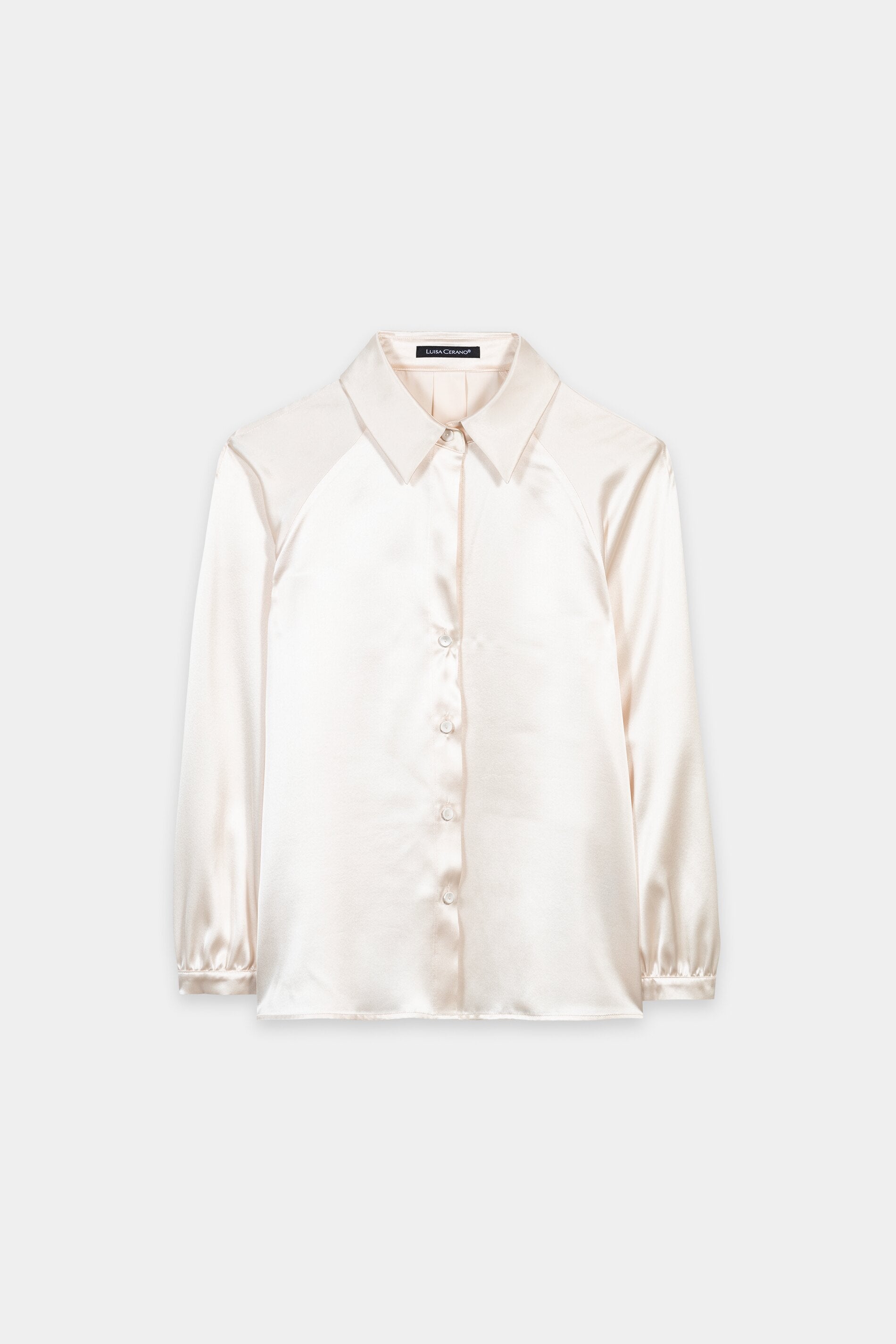 Long-sleeved silk blouse - soft camel - Standard