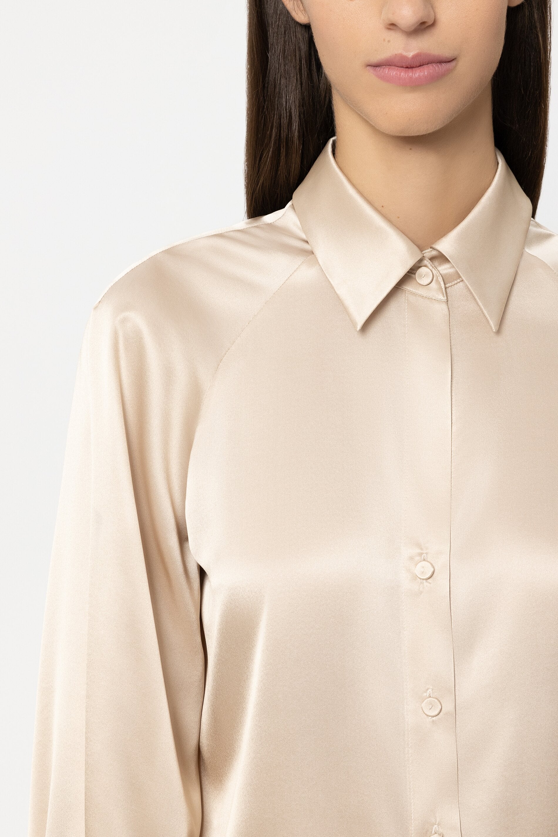 Langarmbluse aus Seide - soft camel - Standard | Model Detail