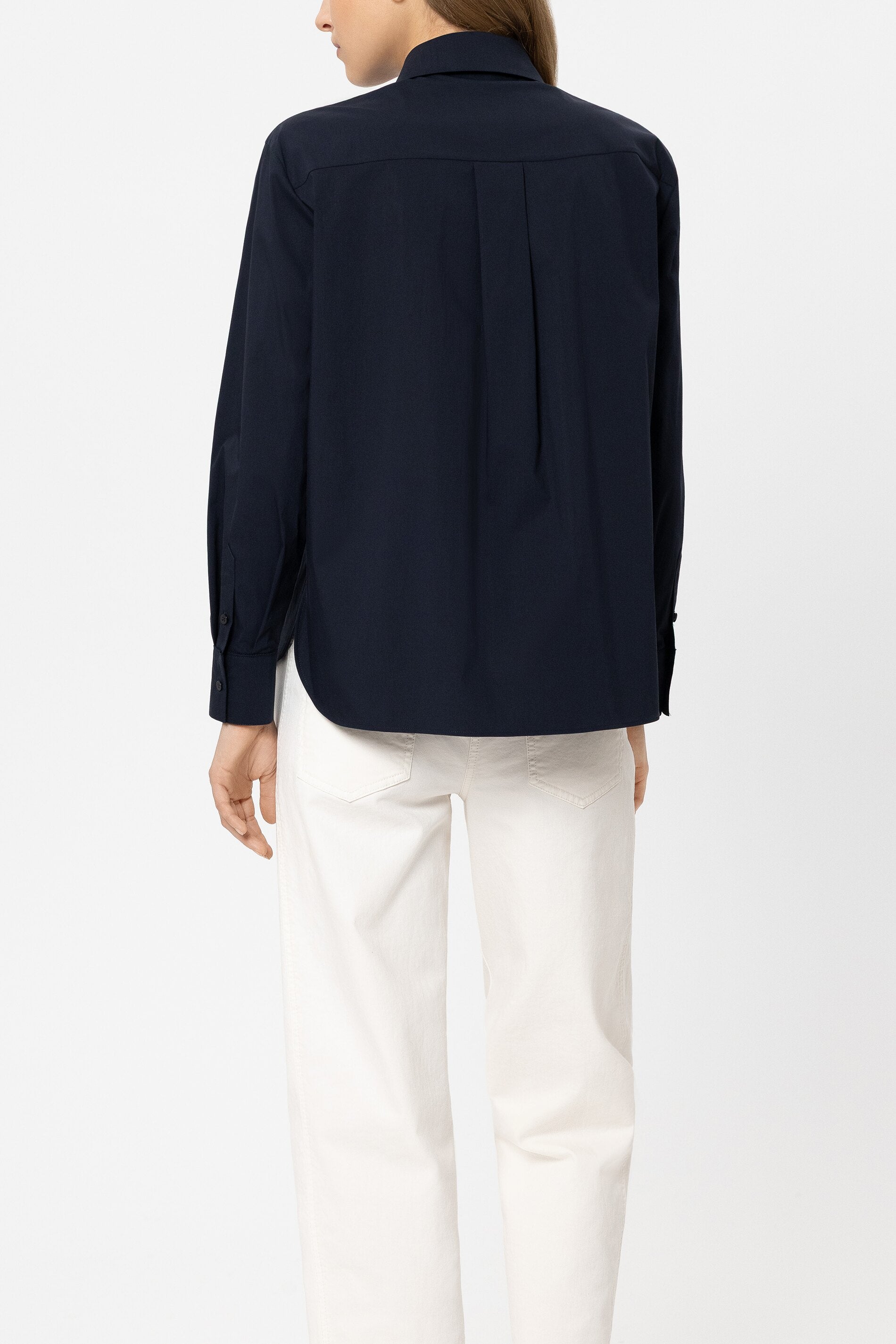 Hemdbluse mit Ajour-Stickerei - navy blue - Standard | Model Rück