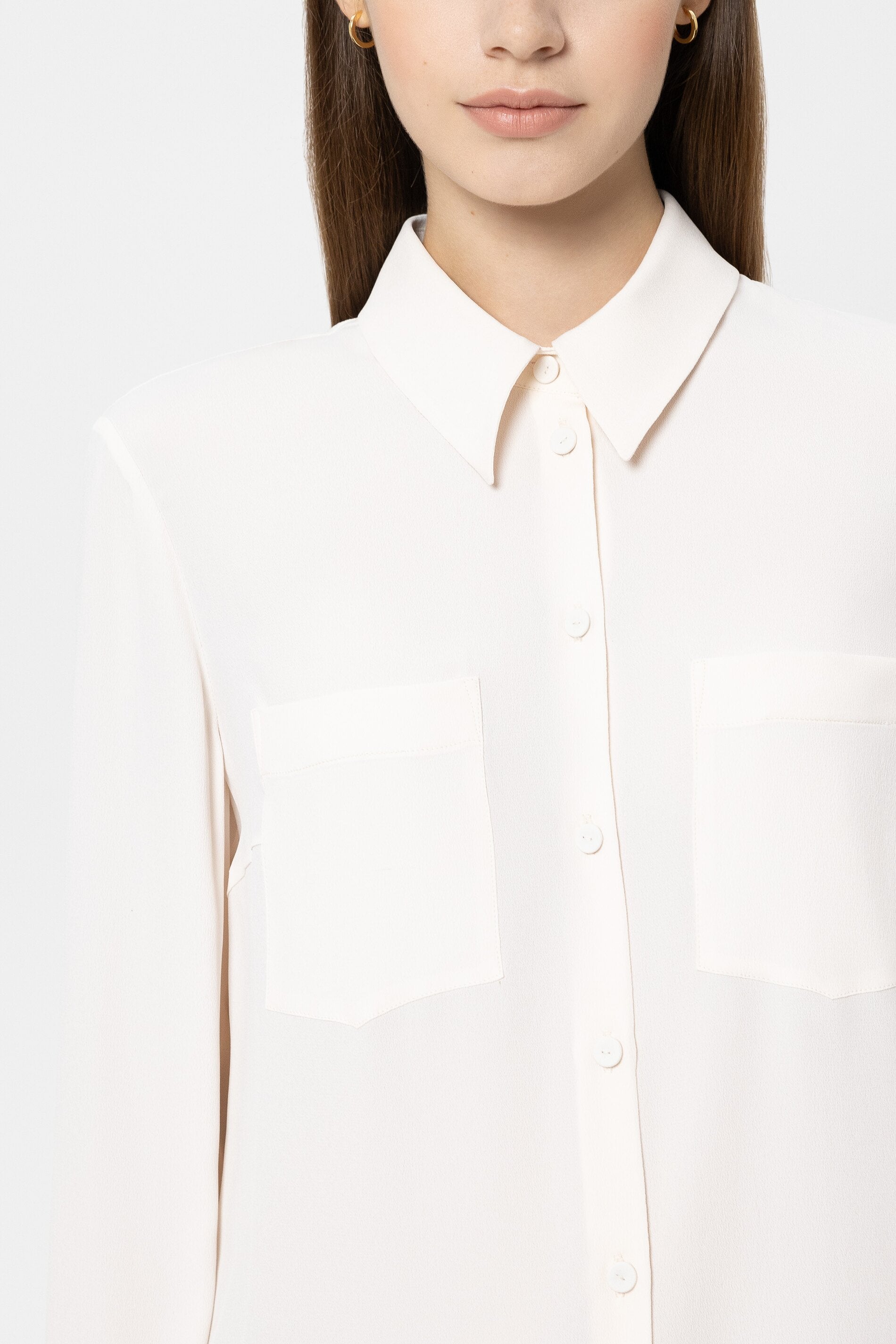 Hemdbluse aus Seiden-Mix - cream - Standard | Model Detail