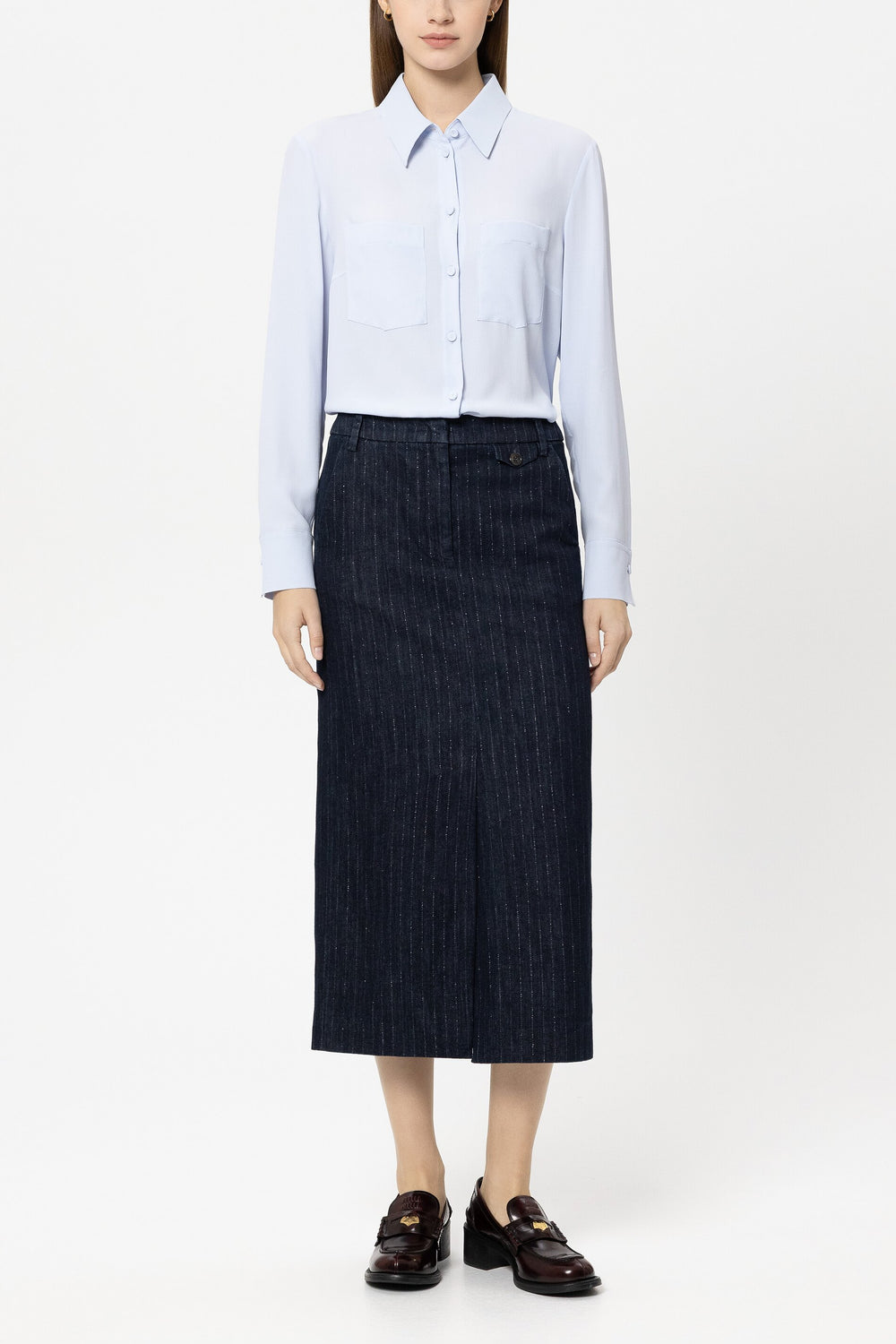 Hemdbluse aus Seiden-Mix - light blue - Standard